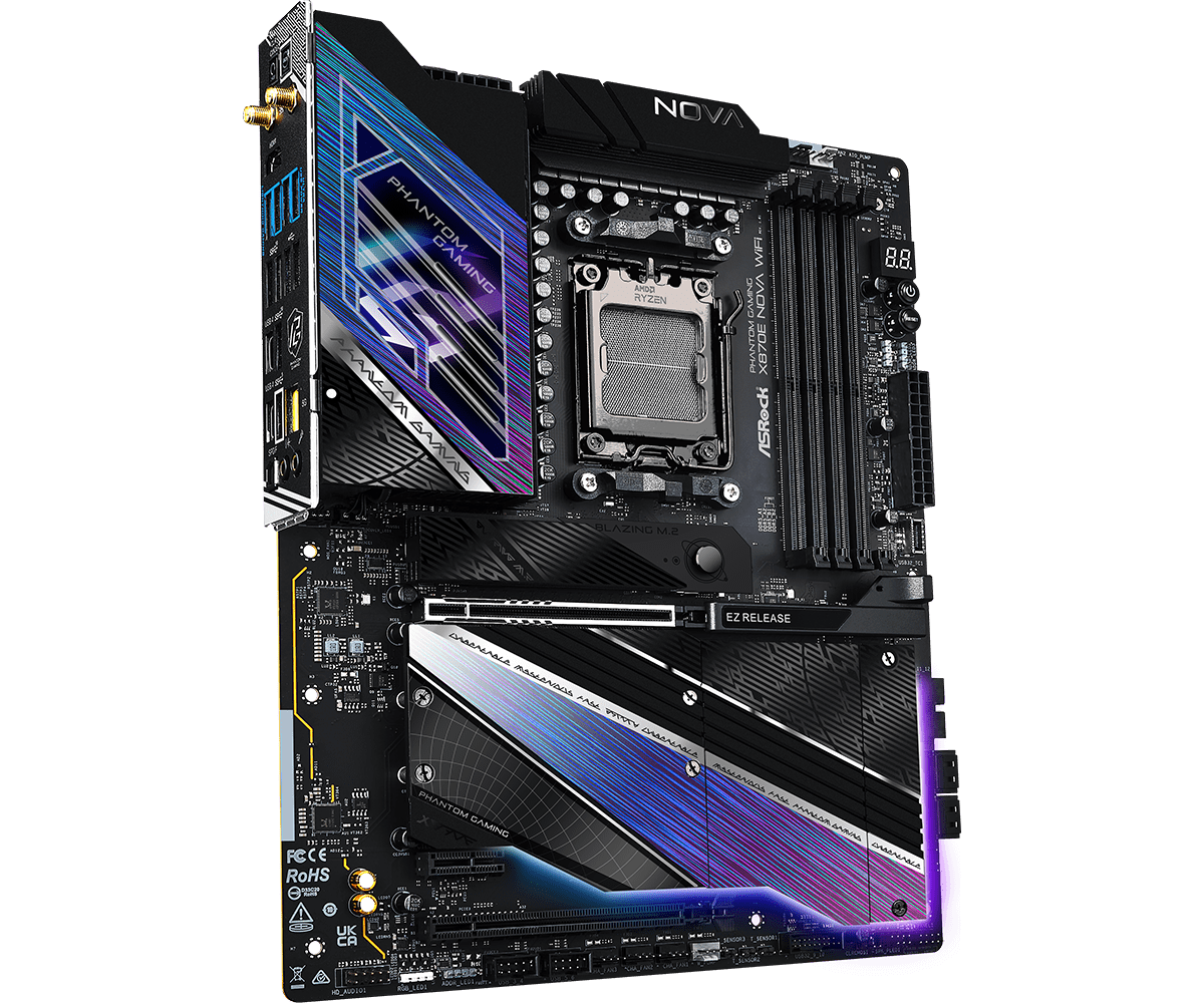 ASRock X870E Nova WiFi ATX Motherboard - AMD AM5 Socket, DDR5, PCIe 5.0, WiFi 6E, 2.5G LAN - Perfect for Gaming PC Builds & High-Performance Workstations