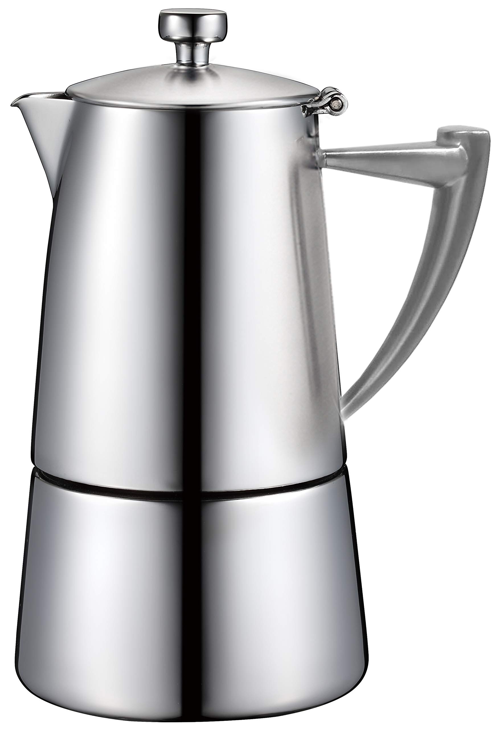 CUISINOX Roma Satin Stainless Steel Moka Pot Stovetop Espresso Maker - 10 Cup Italian Coffee Maker for Home & Office | Perfect for Espresso, Latte & Cappuccino
