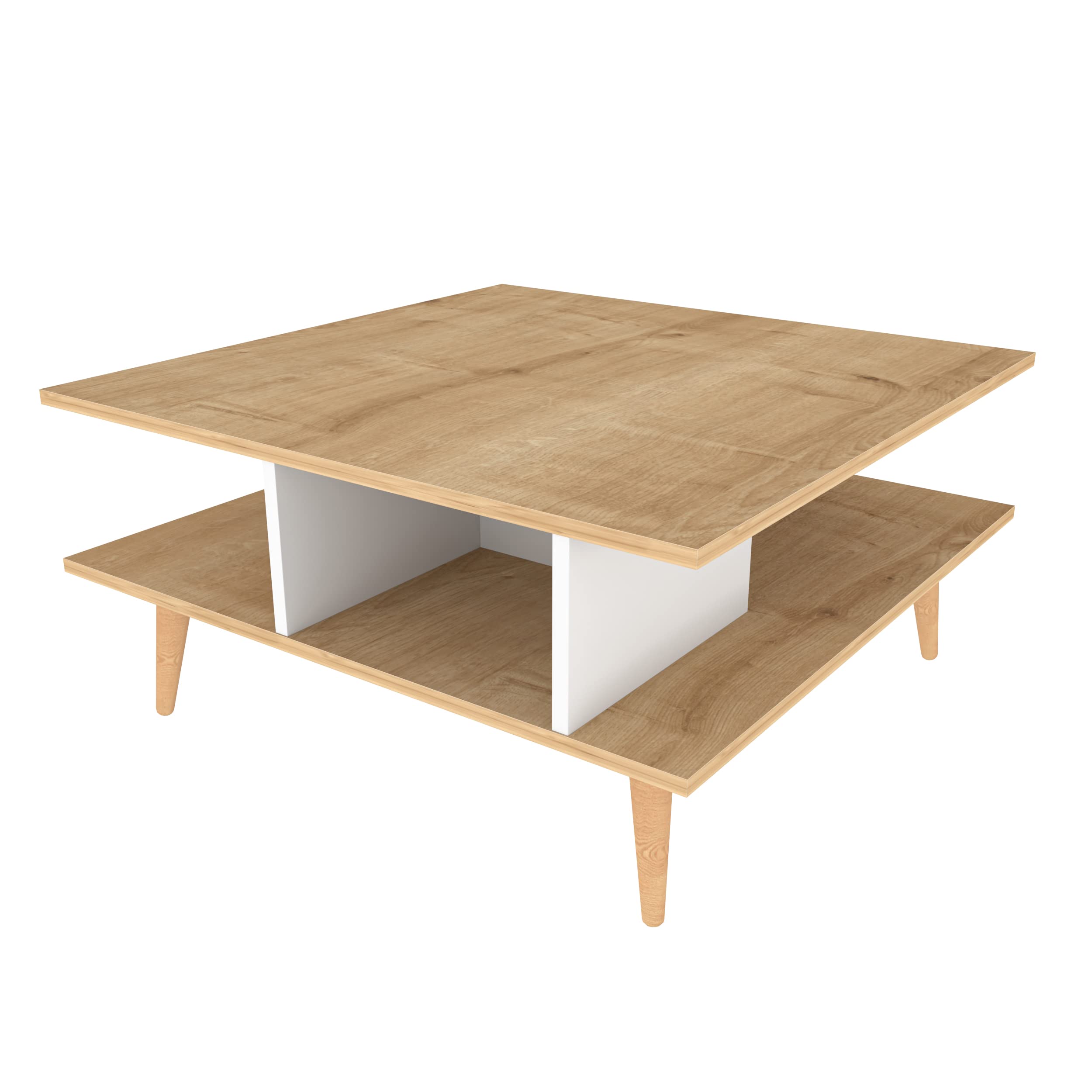 Decorotika Akya Solid Oak Coffee Table - Modern Wooden Living Room Furniture for Home Decor, Sofa Table, Center Table, and Lounge Use