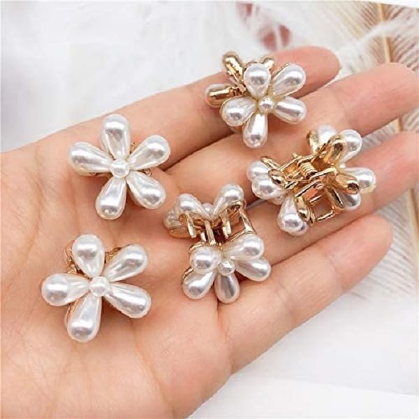 Korean Pearl Hair Clips for Girls - 12pcs White, Cute Heart Hair Accessories for School & Party