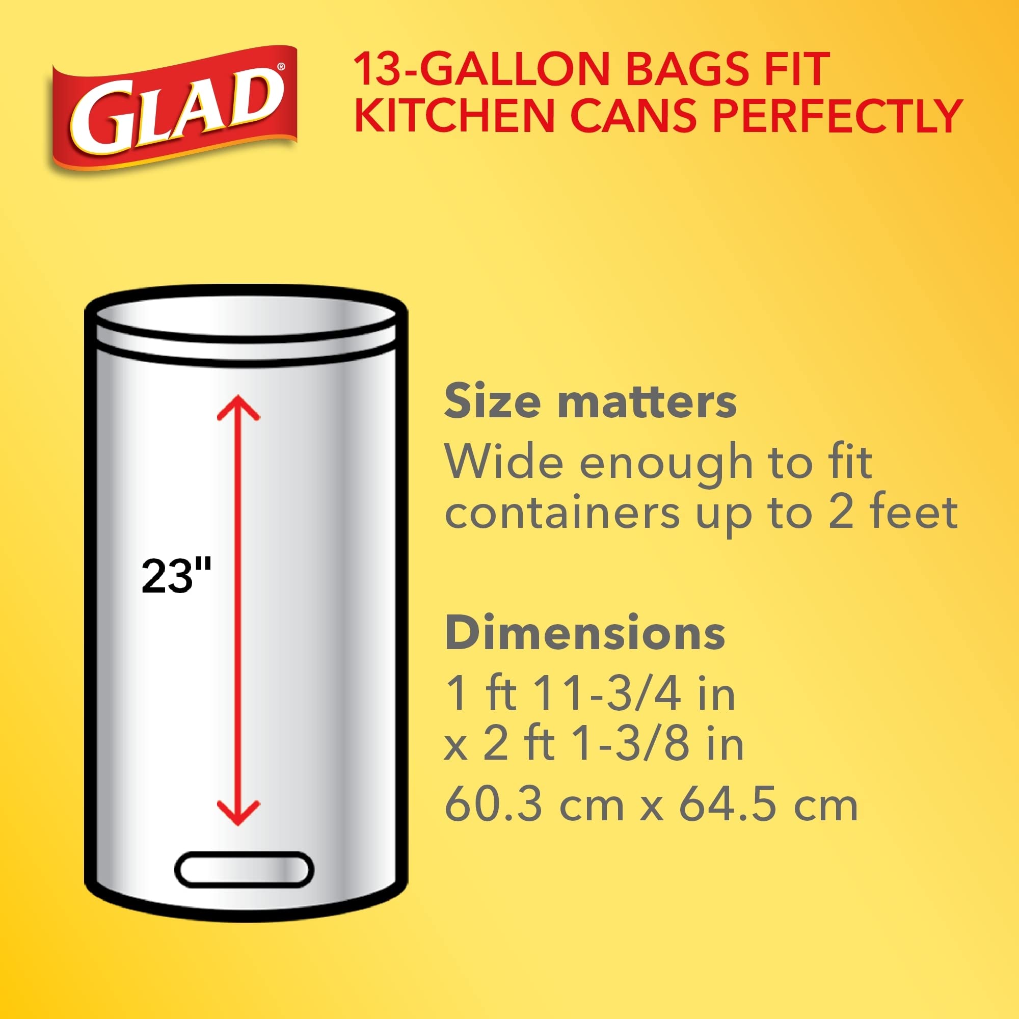 Glad ForceFlex Tall Kitchen Drawstring Trash Bags with OdorShield Technology - 13 Gallon Capacity (23.74