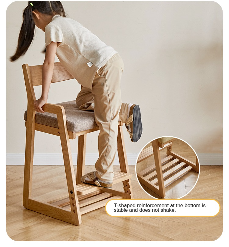 Solid Wood Lift Children's Chair - Beech & Oak Wooden High Chair for Kids - Perfect for Dining, Learning & Playtime at Home