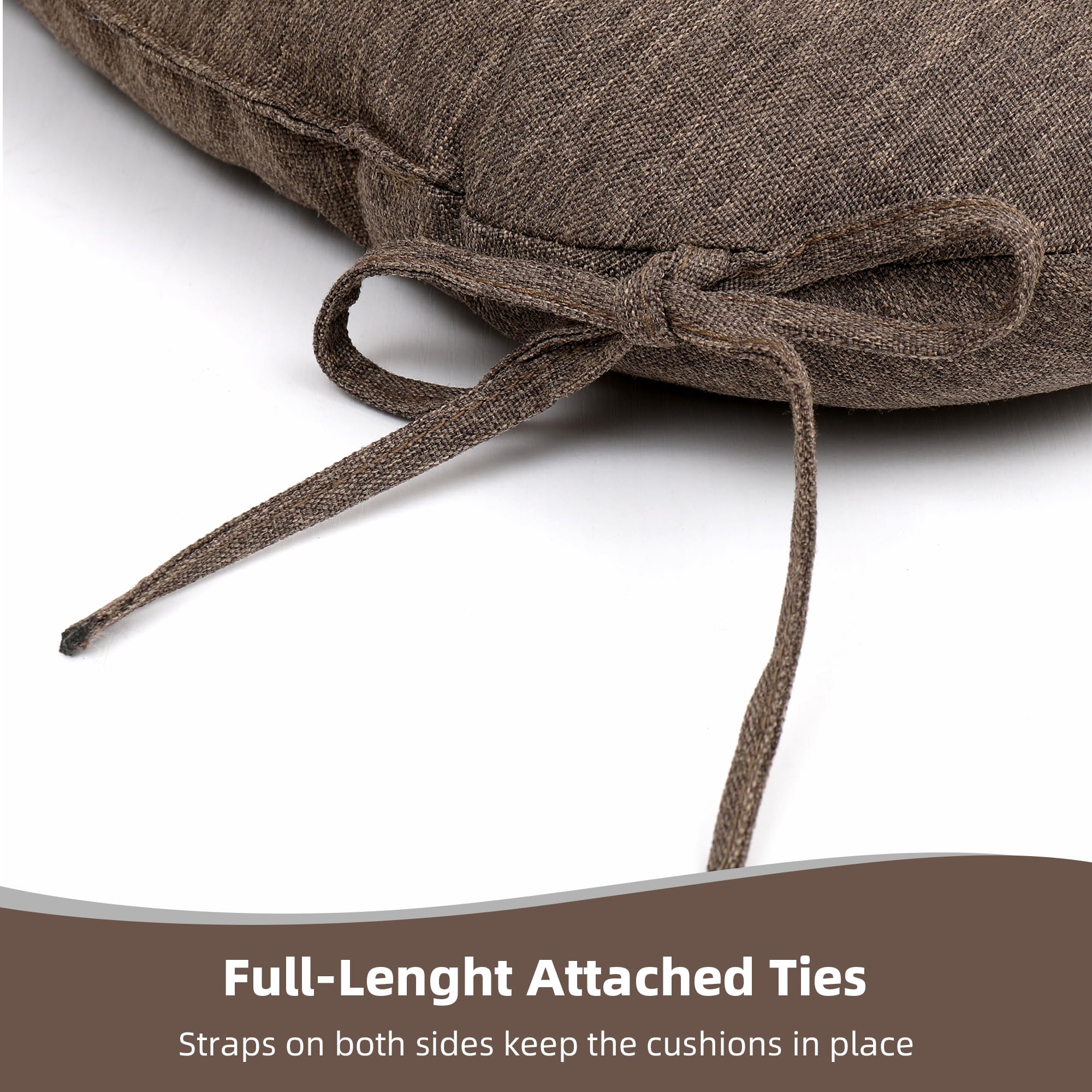 RACE LEAF 19x19 Inch Brown Patio Chair Cushions Set of 2 - Waterproof Olefin Outdoor/Indoor Seat Pads for Porch, Deck, Garden & Poolside - Replacement Cushions for Patio Furniture & Dining Chairs - Perfect for Backyard Lounging & Outdoor Entertaining