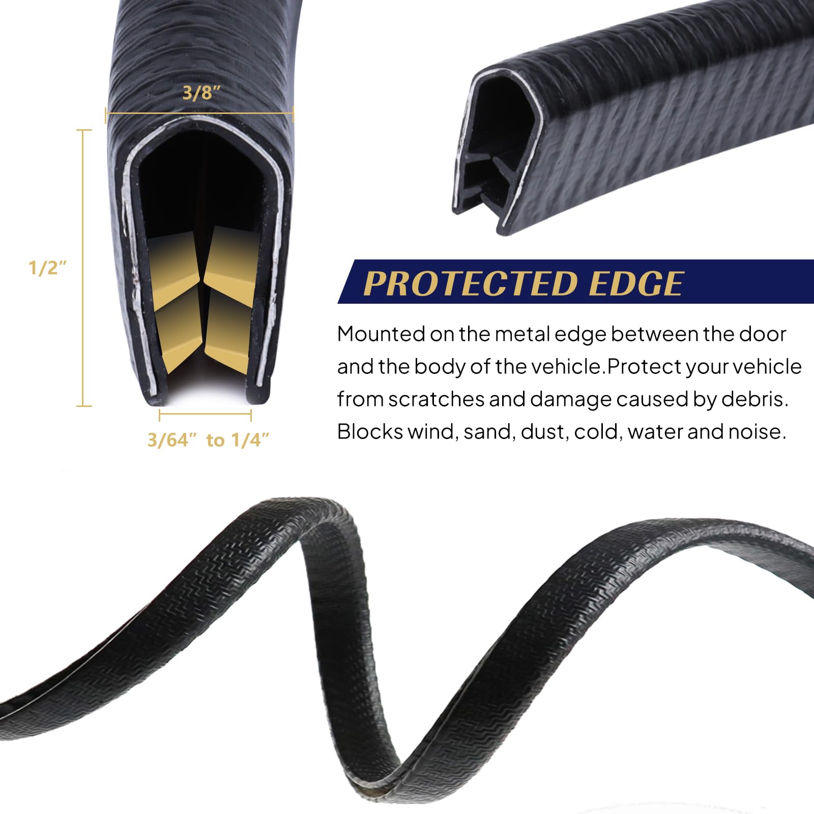 U-Channel Rubber Weatherstrip - 1/2