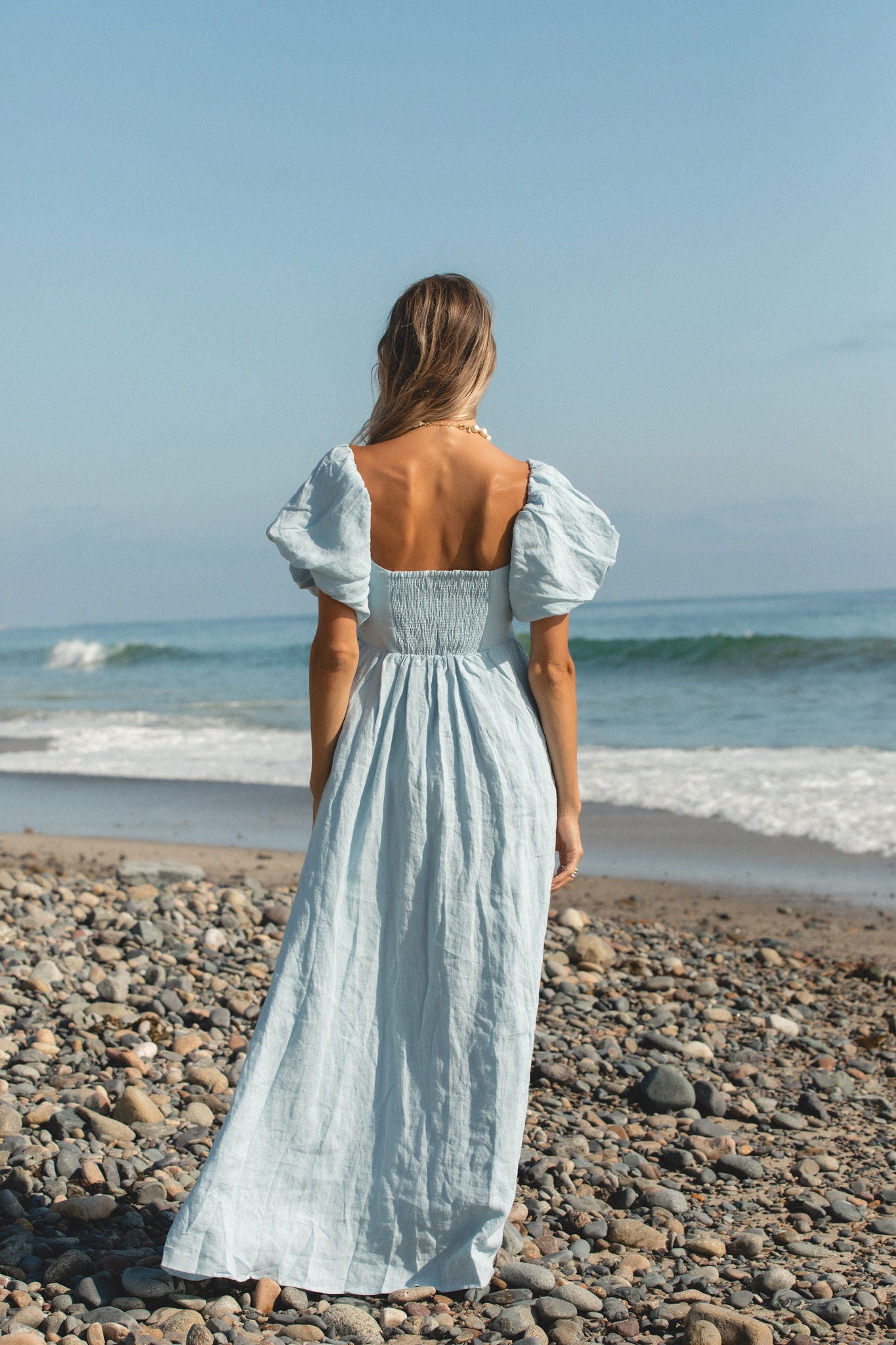 French Riviera Linen Dress for Women - Breathable Summer Beach Dress, Casual Boho Maxi Dress with Pockets | Perfect for Beach Vacations, Resort Wear & Summer Outings