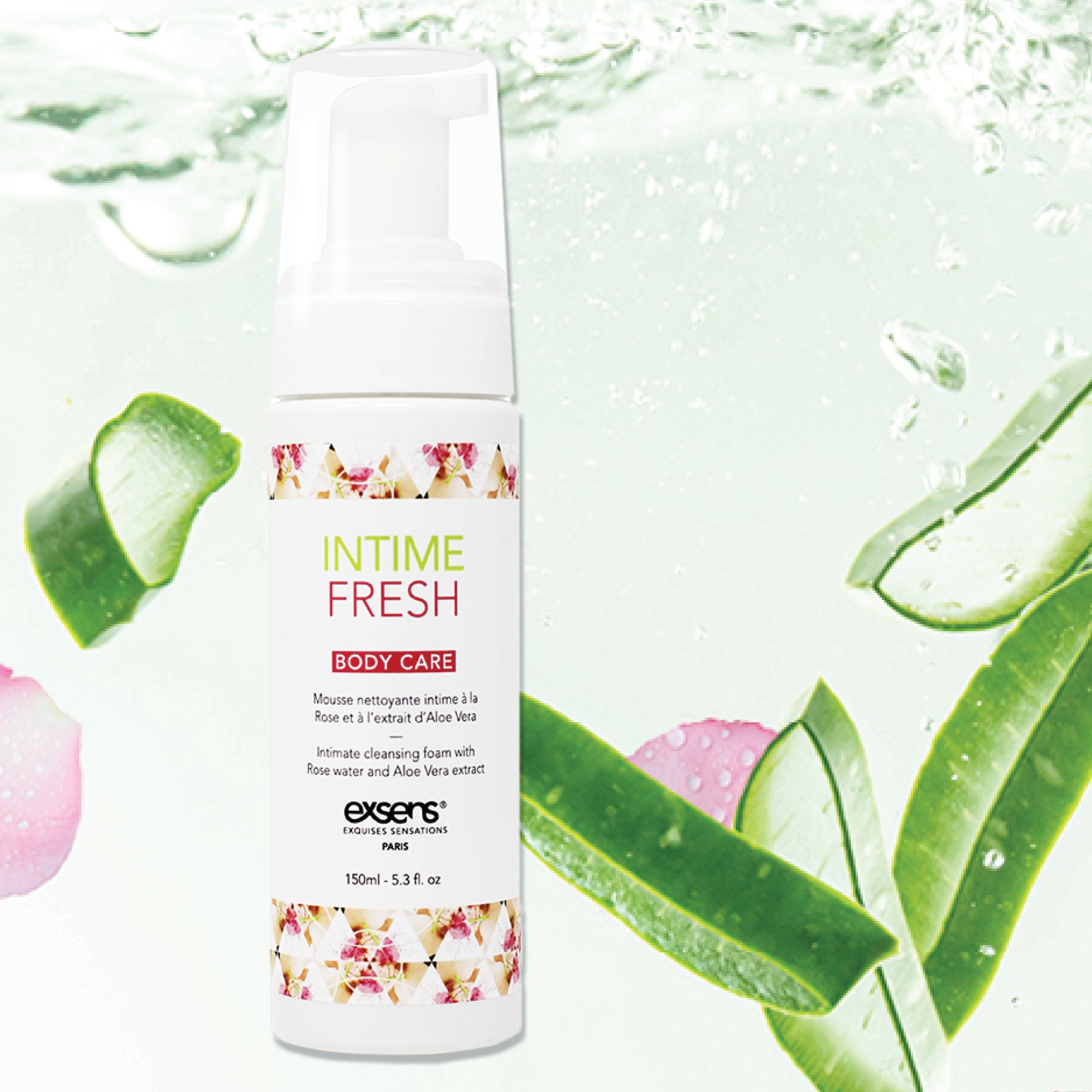 Exsens Intime Fresh Intimate Cleansing Foam - 150ml (5.3 fl.oz) | pH-Balanced Feminine Wash for Daily Hygiene & Comfort | Gentle Cleanser for Sensitive Skin | Perfect for Travel & Gym Use