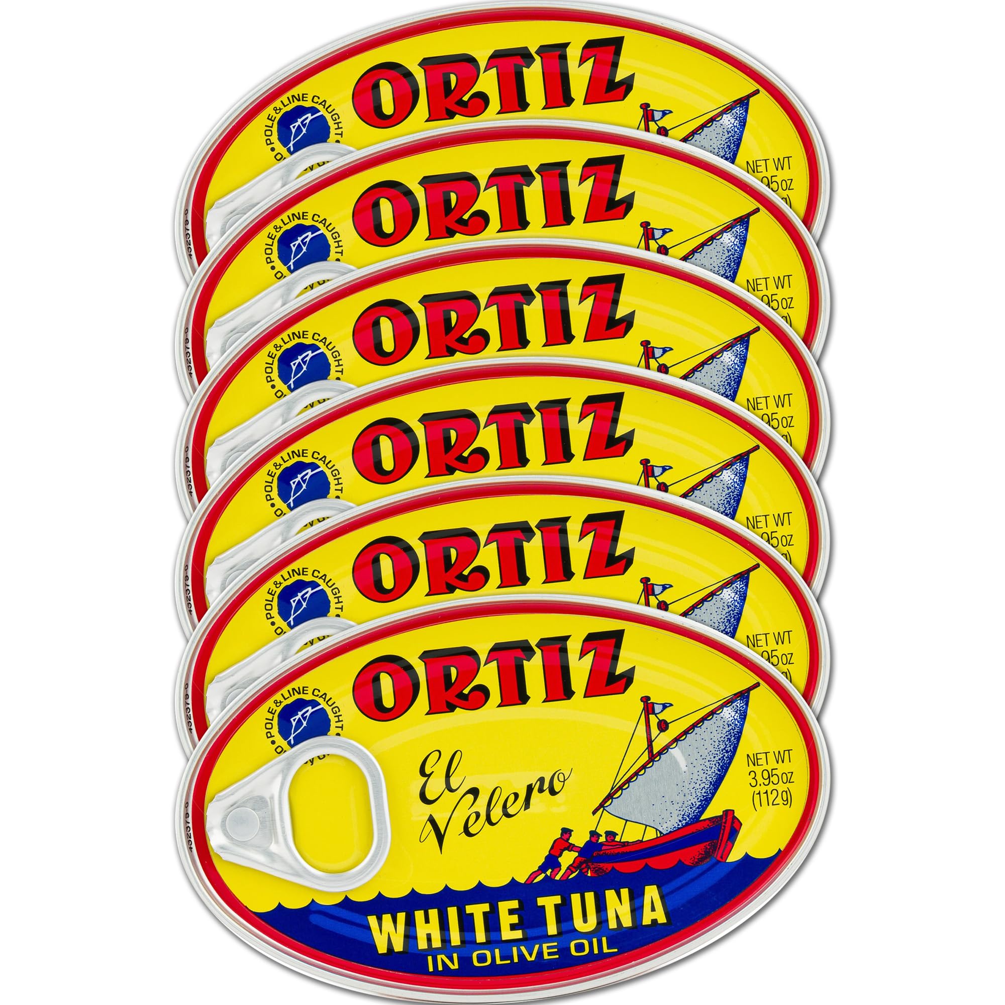 Ortiz Premium White Tuna in Olive Oil - Kosher Certified, 3.95oz Oval Tin (Pack of 6) | High-Quality Canned Tuna for Salads, Sandwiches & Mediterranean Recipes | Bulk Pantry Staple for Healthy Meals