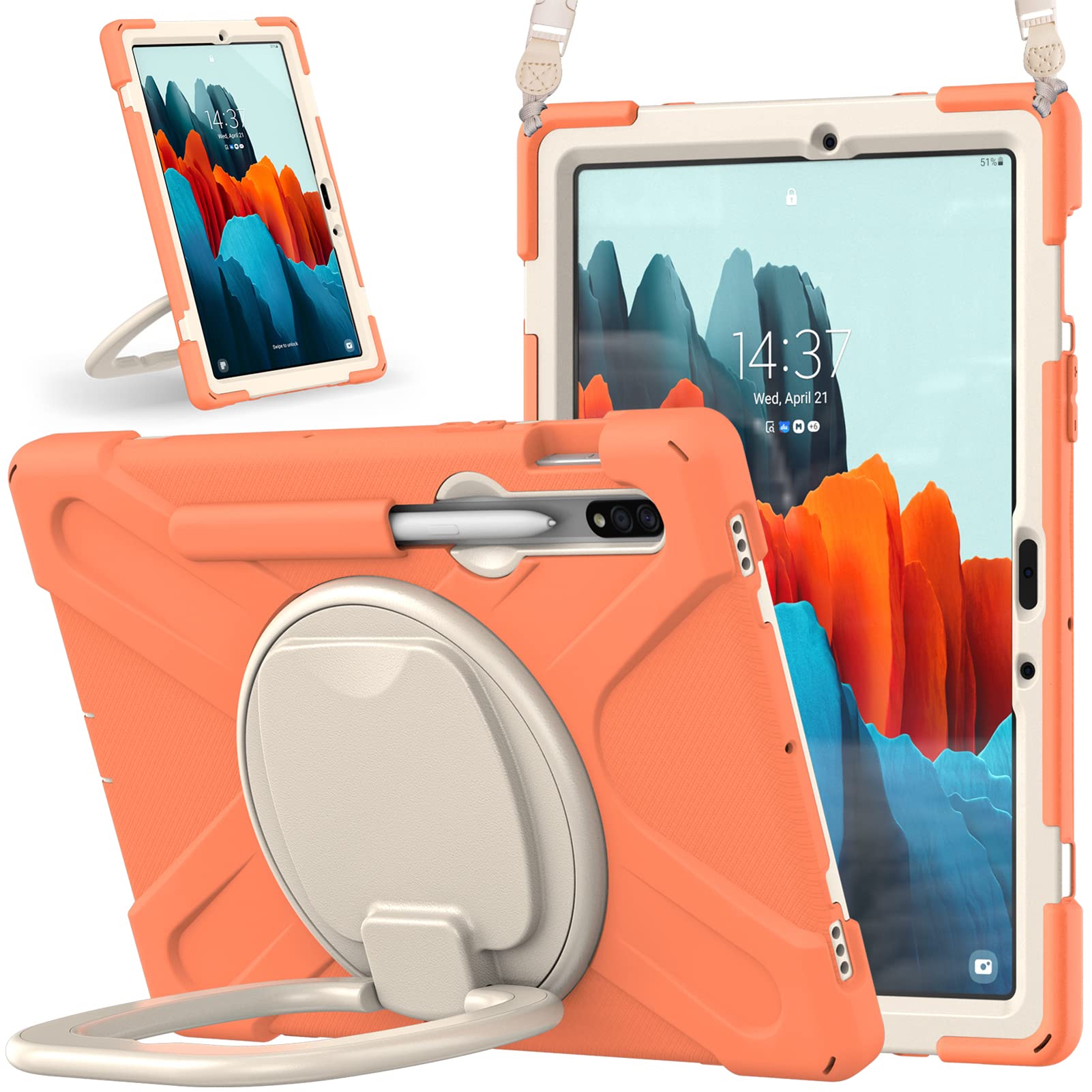 ORIbox Heavy Duty Rugged Protective Case for Samsung Galaxy Tab S8/S7 11 Inch - 3-in-1 Shockproof Bumper with 360° Rotating Ring Holder & Kickstand - Perfect for Commuting, Travel, and Outdoor Use