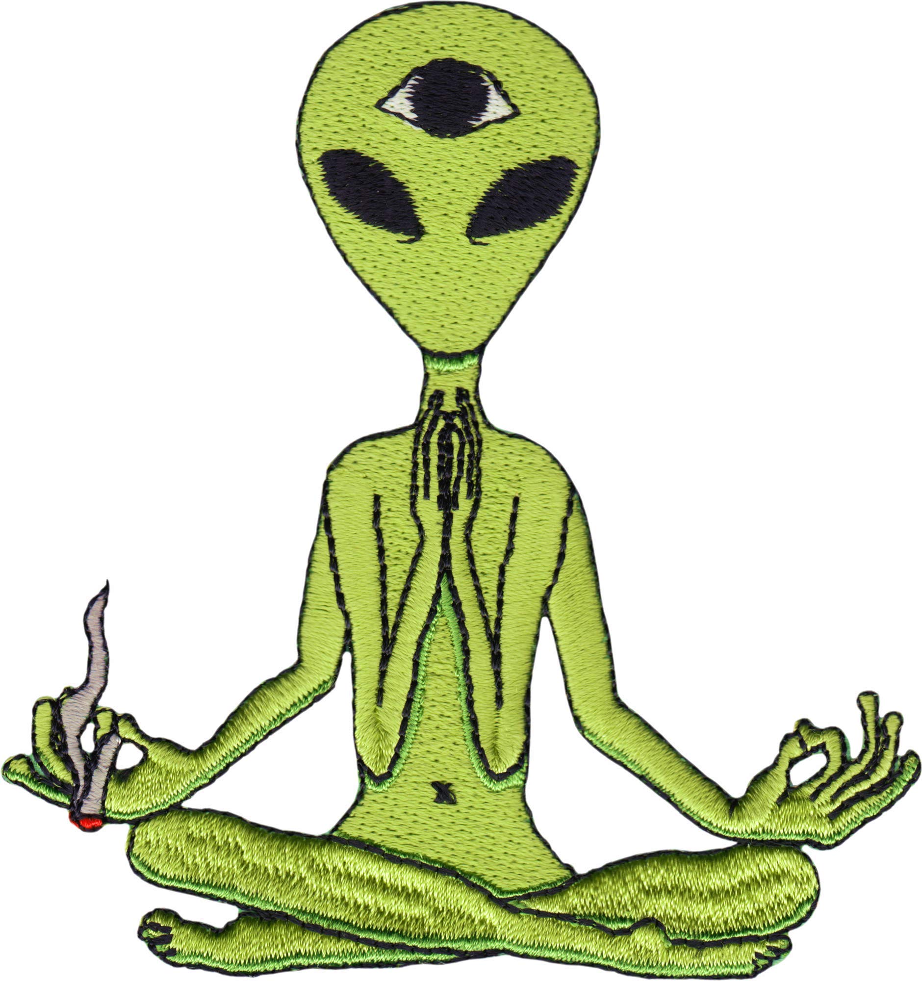 Zen 3 Eye Alien Meditation Patch - Embroidered Iron-On Applique for Jackets, Backpacks & DIY Crafts - Psychedelic Hippie Style Sew-On Badge for Spiritual Decor