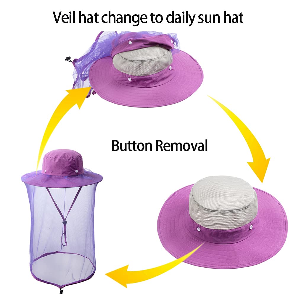 Fishing & Weedeating Sun Protection Hat with Hidden Mosquito Net Mesh - Outdoor Activities, Gardening, Hiking & Camping Gear