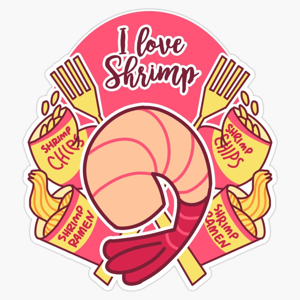 I Love Shrimp Vinyl Bumper Sticker - Waterproof 5 Inch Decal for Cars, Laptops & Water Bottles - Perfect for Seafood Lovers & Marine Enthusiasts