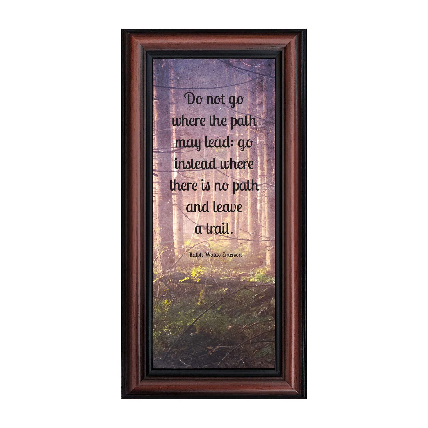 Motivational & Inspirational Wall Art Decor - Emerson 'Do Not Go Where the Path May Lead' Framed Quote Print (7454W) - Perfect for Office, Home, College & High School Graduation Gifts for Boys - Ideal for Study Rooms, Work Spaces & Dorm Decor
