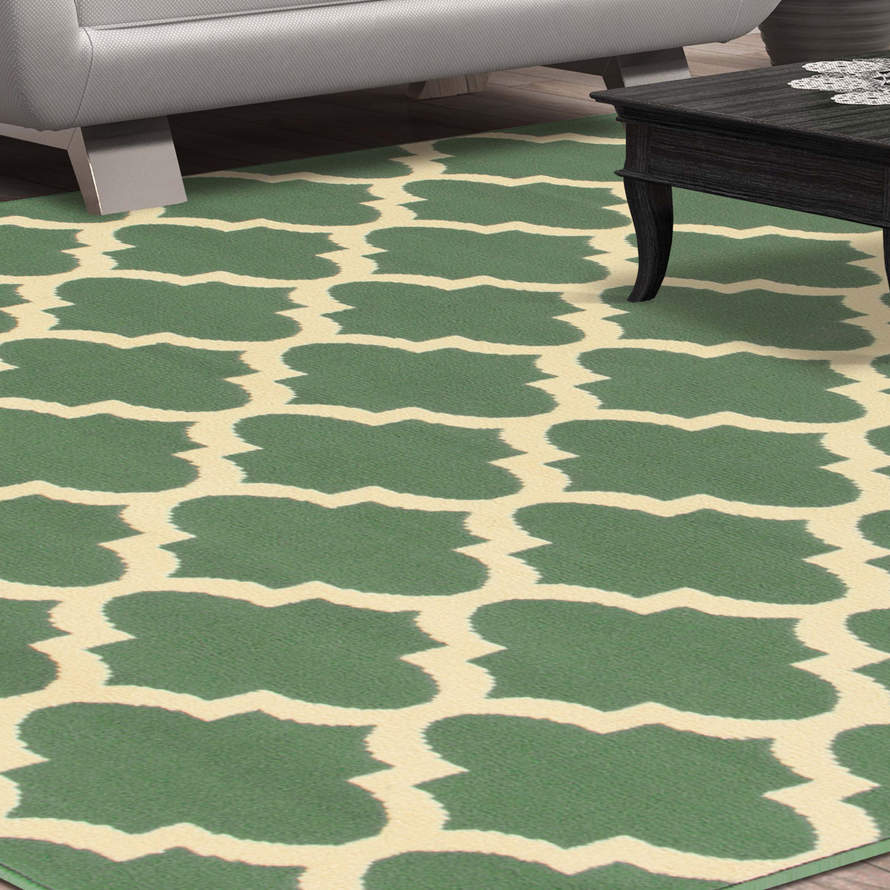 Modern Quatrefoil Geometric Trellis Indoor Area Rug - Non-Slip Soft Living Room Carpet - Perfect for Bedroom, Nursery, Dorm & Home Decor