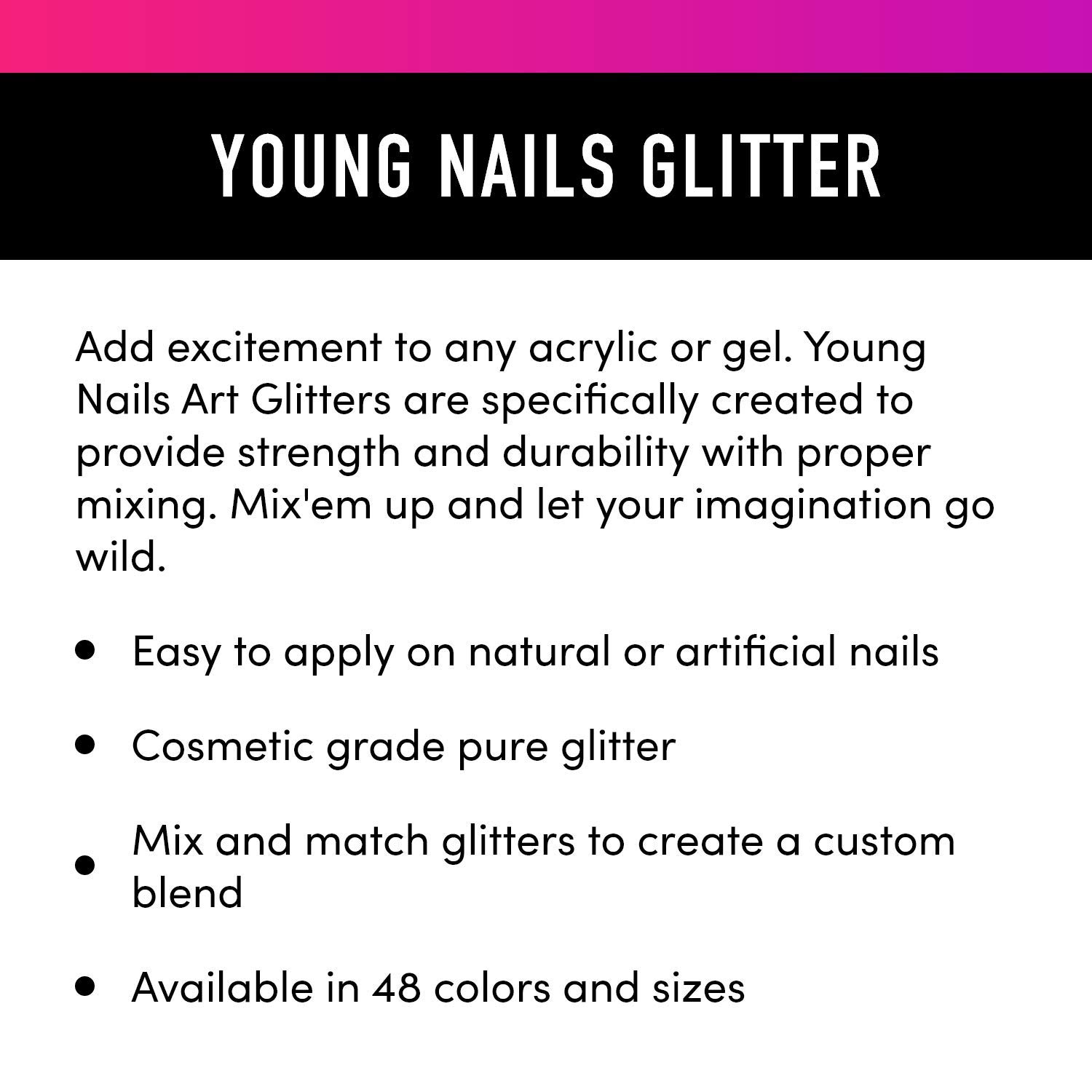 Young Nails Glitter Powder - Holographic Nail Art Glitter for Manicures & Pedicures - Perfect for DIY Nail Designs, Salon Use & Special Occasions