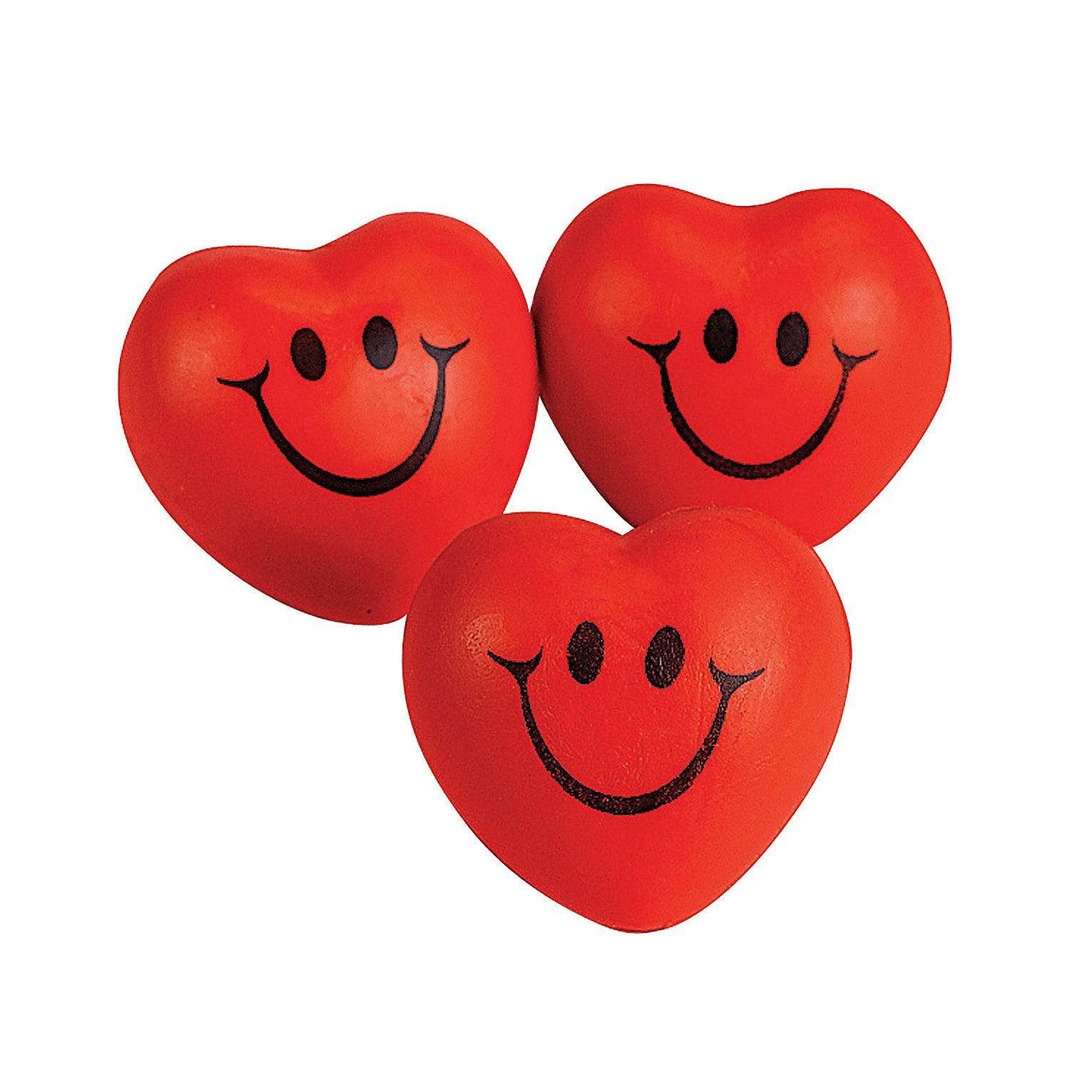 Fun Express Heart-Shaped Smile Face Stress Relief Squeeze Balls - 12 Pack Valentine's Day Gifts, Nurses Week Party Favors, Office & School Stress Toys for Relaxation - Perfect for Anxiety Relief, Classroom Rewards & Desk Fidget Toys