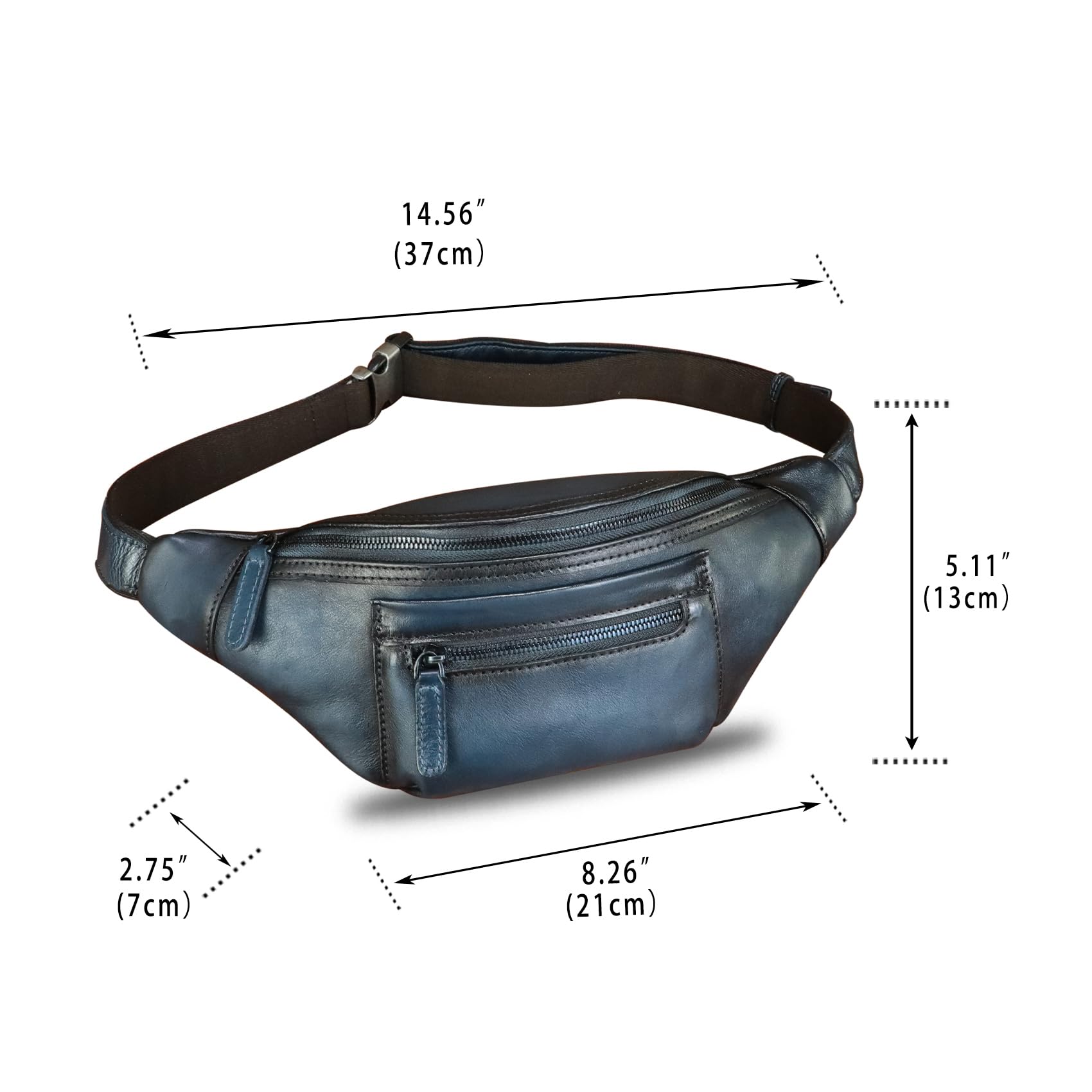 Vintage Genuine Leather Fanny Pack for Men & Women - Handmade Leather Waist Bag, Sling Backpack, Crossbody Purse (Blue) | Perfect for Travel, Hiking, Festivals & Everyday Use