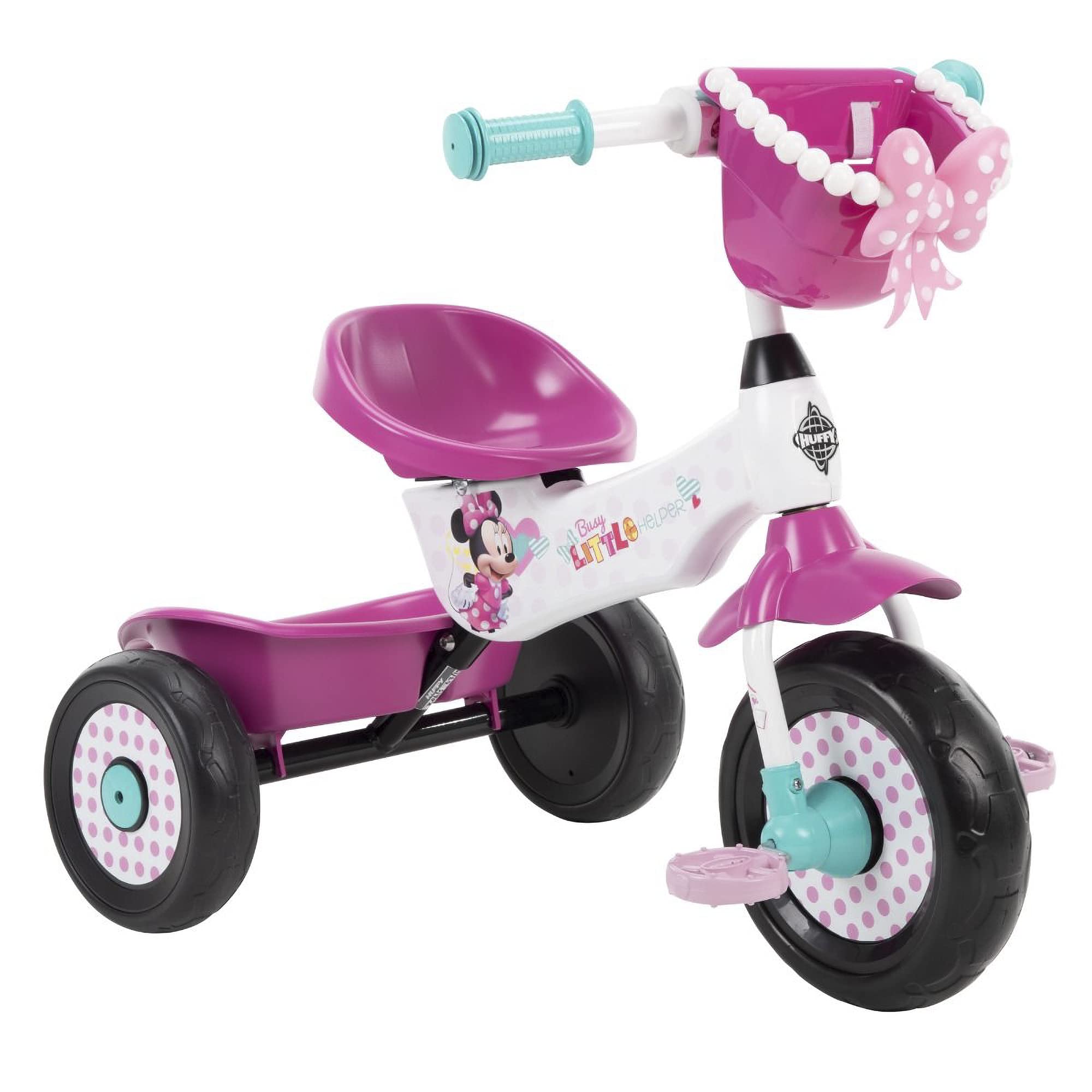 **Huffy Disney Minnie Mouse Girls Tricycle for Toddlers Ages 3-5 – Pink Handlebar Bow, Storage Basket for Snacks & Toys, Durable & Safe – Perfect for Outdoor Play, Birthday Gifts & Disney Fans**
