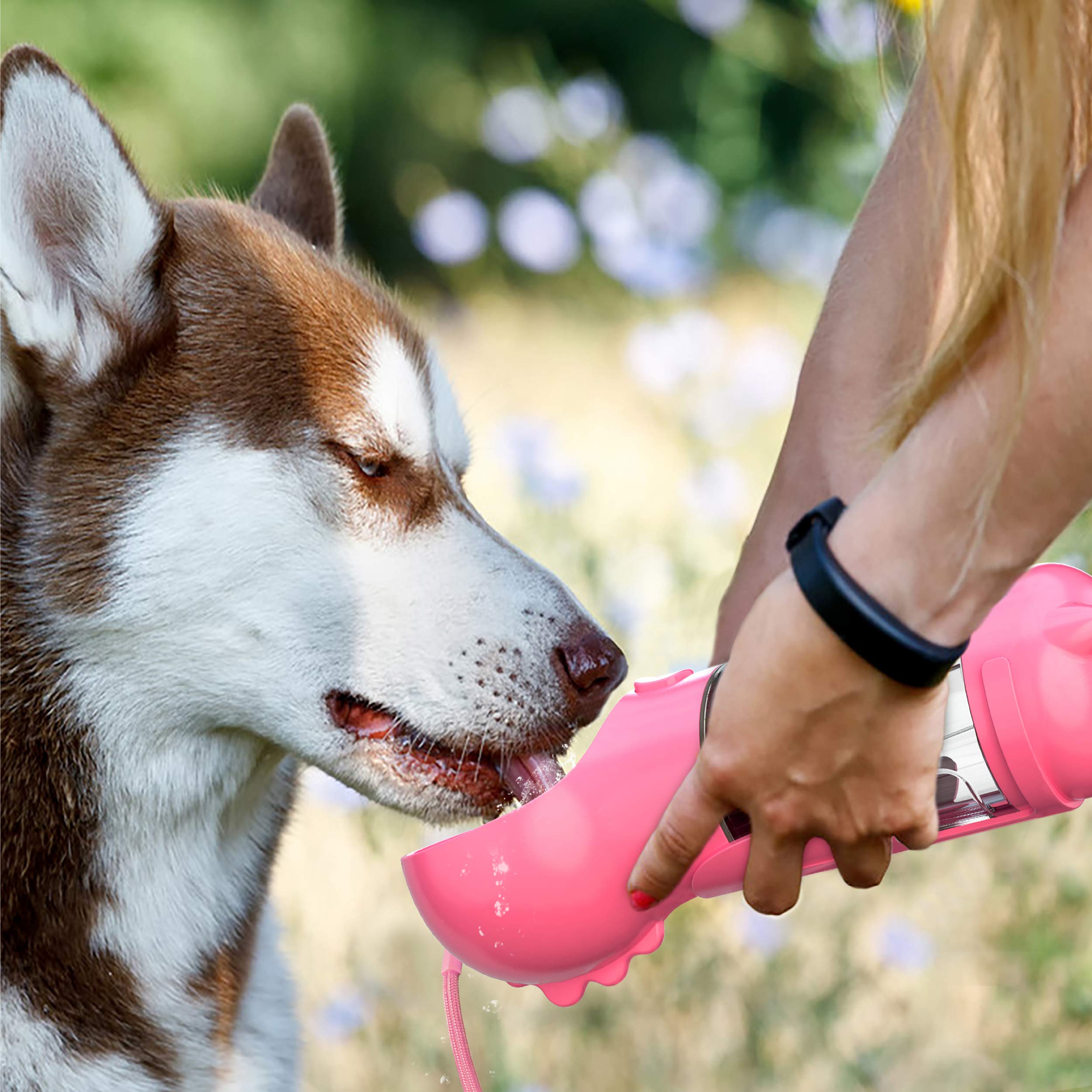 Portable Dog Water Bottle with Leak-Proof Bowl, Poop Scoop, and Bag Storage - Ideal for Hiking, Travel, and Outdoor Adventures