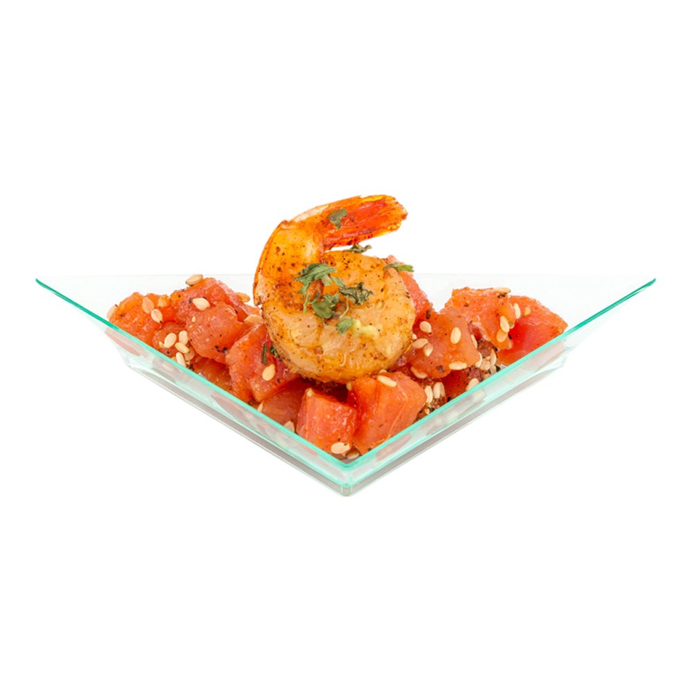 100-Pack 4x2 Inch Disposable Mini Appetizer Plates | Triangle Plastic Dessert Plates for Parties, Catering & Events - Perfect for Hors D'oeuvres, Samples, Snacks & Finger Foods (Seagreen)