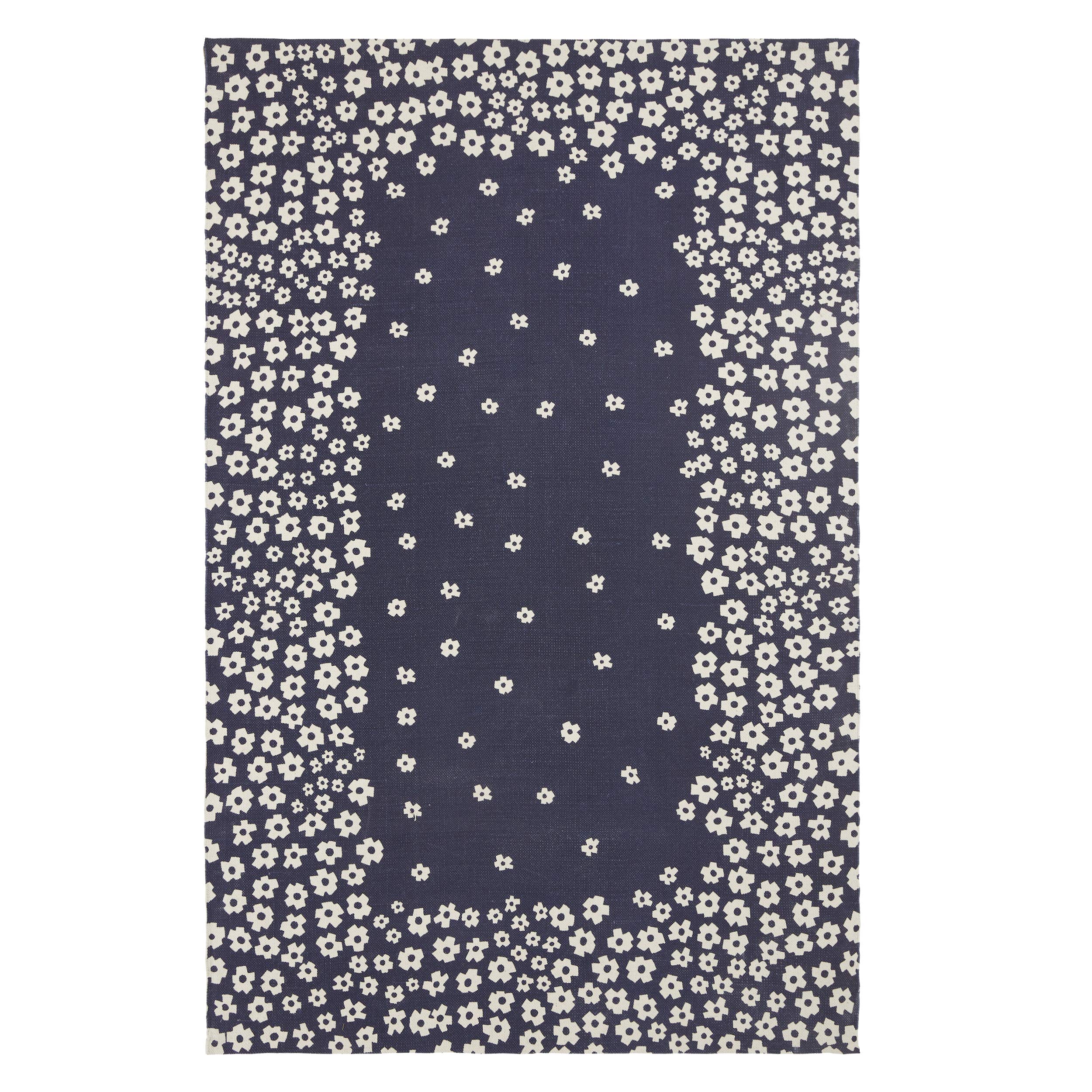 Premium Handmade Wildflower Area Rug - 8' x 10' Navy Blue Bohemian Style Rug for Living Room, Bedroom & Home Decor