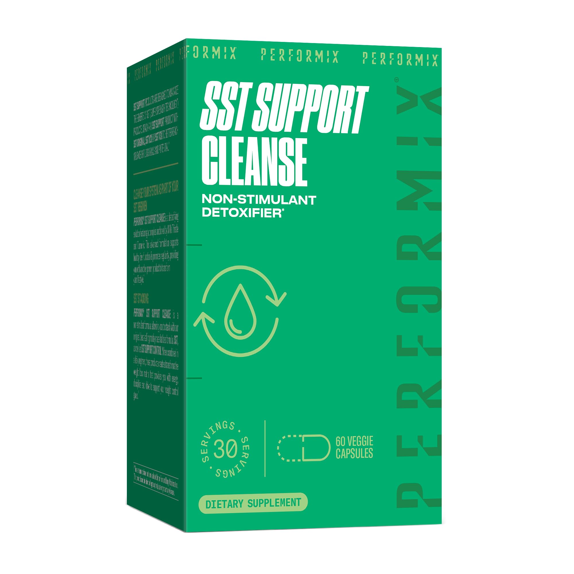 PERFORMIX SST Support Cleanse Non-Stimulant Liver Detox 60 Capsules - Milk Thistle & Turmeric Formula for Liver Health & Digestion - Supports Detox, Metabolism & Regularity - Ideal for Post-Workout Recovery & Daily Wellness Routine