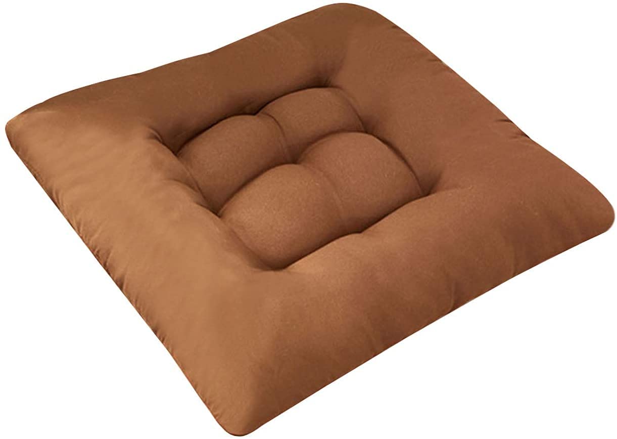 4 Pack Quilted Seat Cushions for Dining Chairs - 40x40cm Brown Padded Chair Pads for Indoor/Outdoor Use in Kitchen, Living Room, Office, Garden & Patio - Comfortable Home & Office Decor Accessories