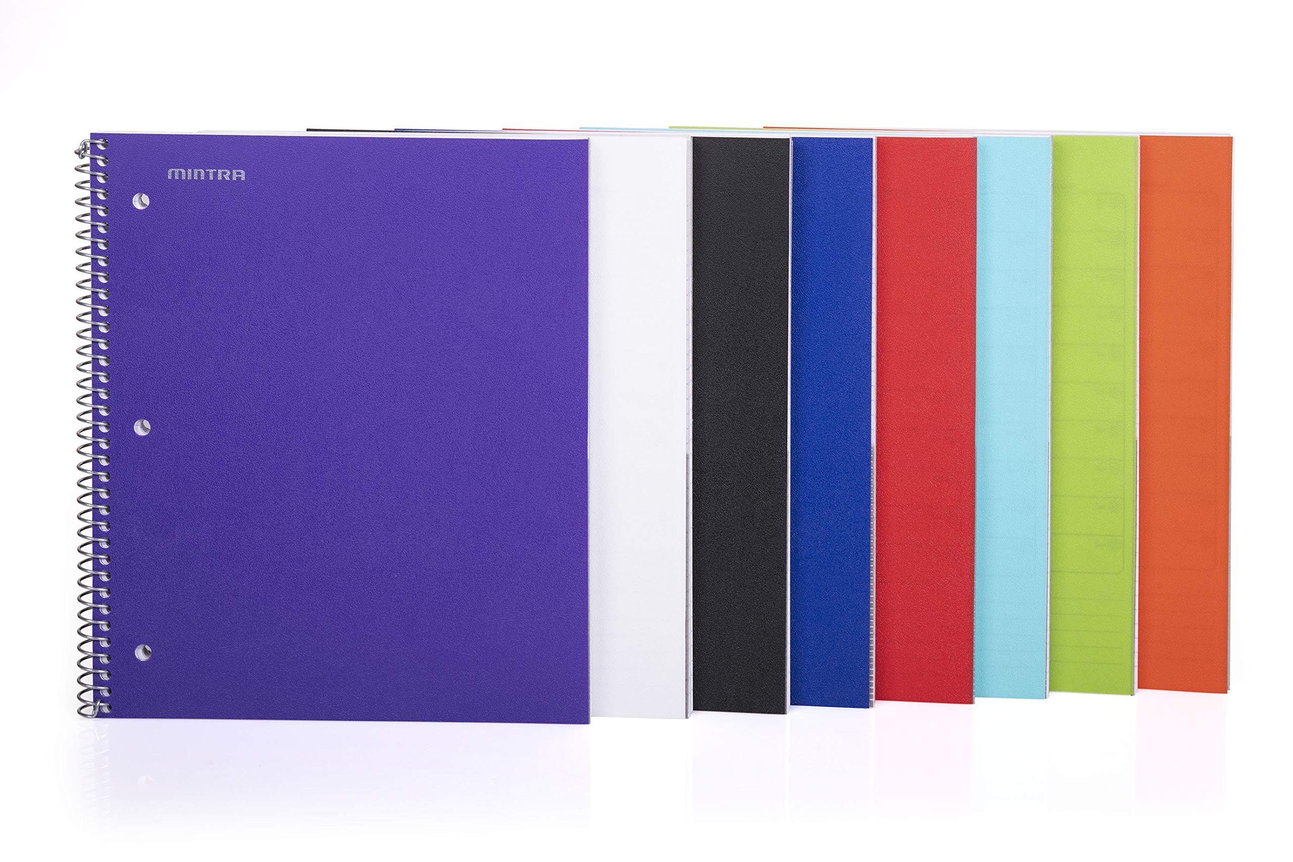 Mintra Durable Spiral Notebook 3-Pack - 1 Subject, 100 Sheets, College Ruled, Purple - Moisture Resistant Cover with Poly Pocket & Sturdy Chipboard Back - Perfect for School, Office, Business & Journaling