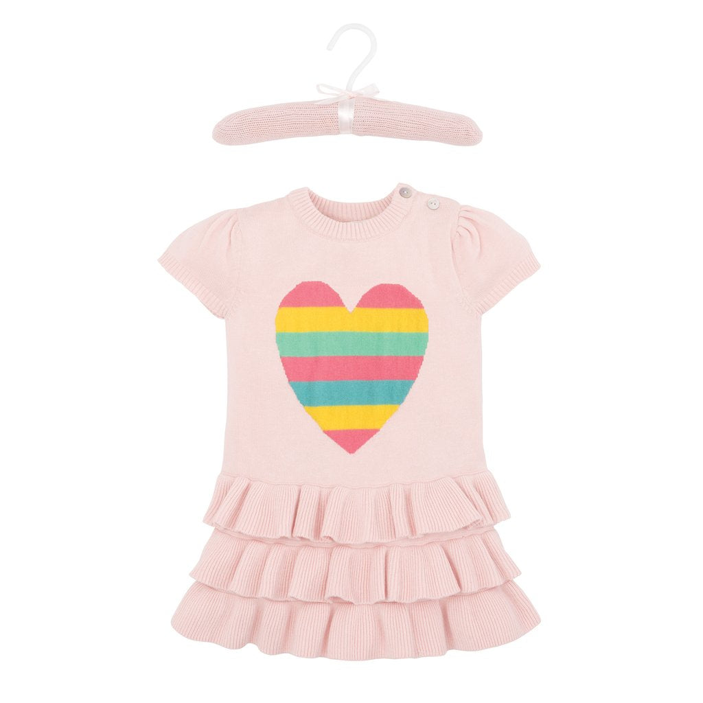 Ruffle Pink Heart Dress for Women - Cute Floral Summer Dress with Ruffles & Heart Print - Perfect for Dates, Parties & Vacations