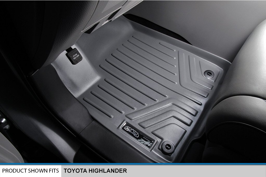 MAXLINER All-Weather Floor Mats for 2014-2018 Toyota Highlander - 3 Row Custom Fit Car Floor Liners (Grey) - Perfect for Family Road Trips, Off-Road Adventures & Everyday Commute