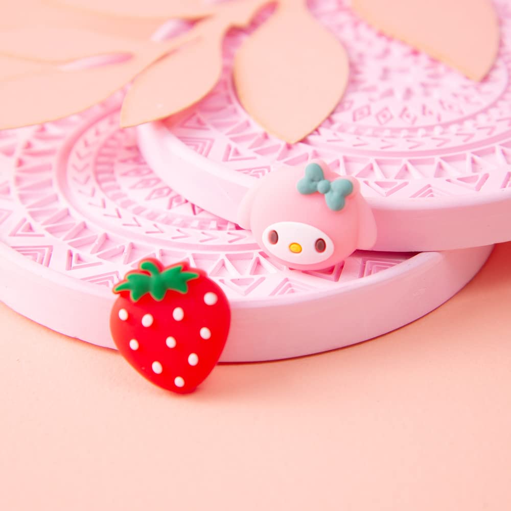 PERFECTSIGHT Cute Melody Switch – Set of 4 Kawaii 3D Soft Silicon Joystick Caps for Nintendo Switch OLED/Lite, Manga Strawberry Design - Perfect for Gaming, Anime Lovers & Kawaii Style Accessories