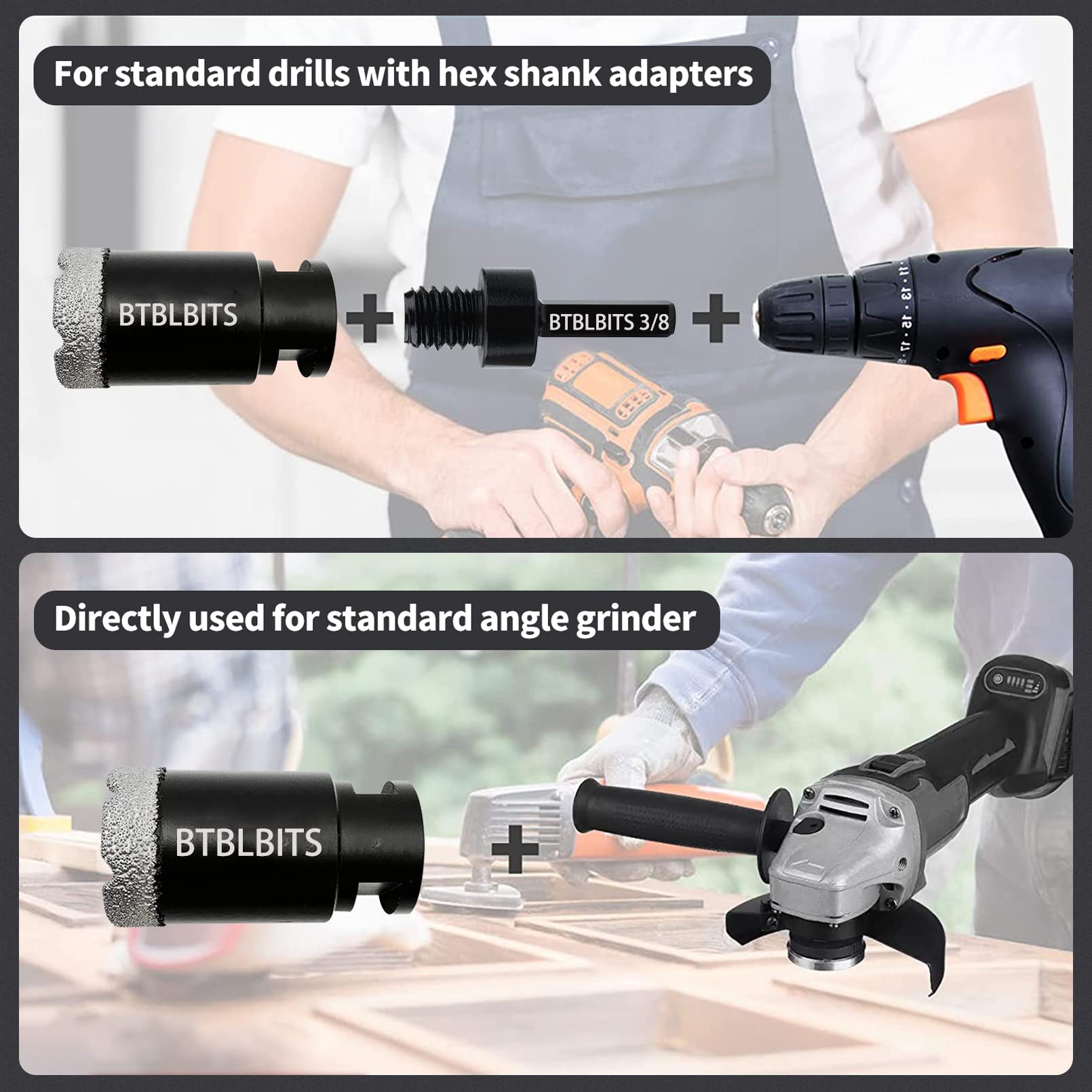 Premium Diamond Core Drill Bit Set - 8pc Tile Hole Saw Kit (20/25/32/45/65/75mm) with 3/4