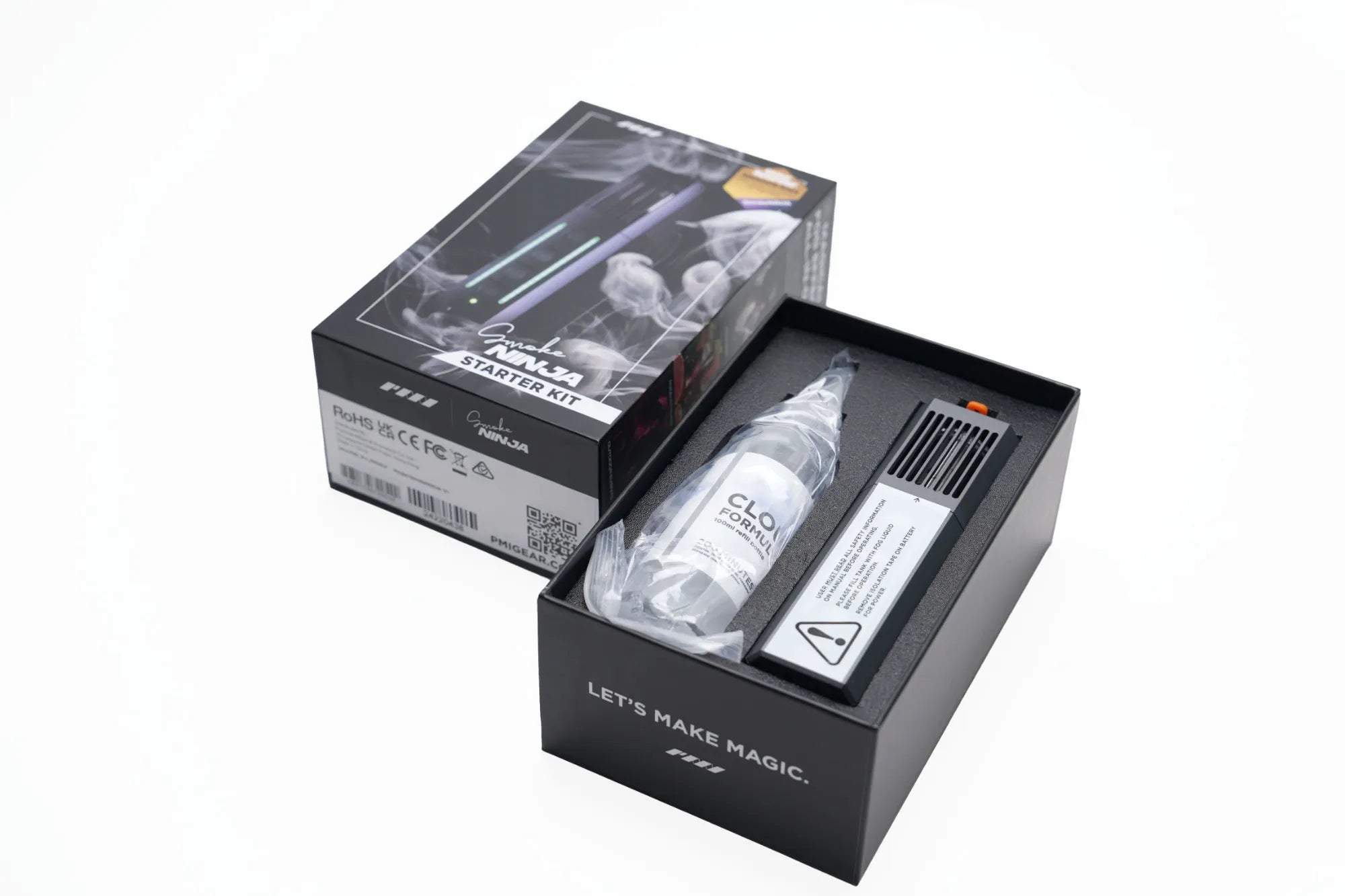 PMI Smoke NINJA Handheld Battery Powered Wireless Mini Smoke Machine Starter Kit - Portable Fog Machine for Halloween Parties, DJ Shows & Special Effects