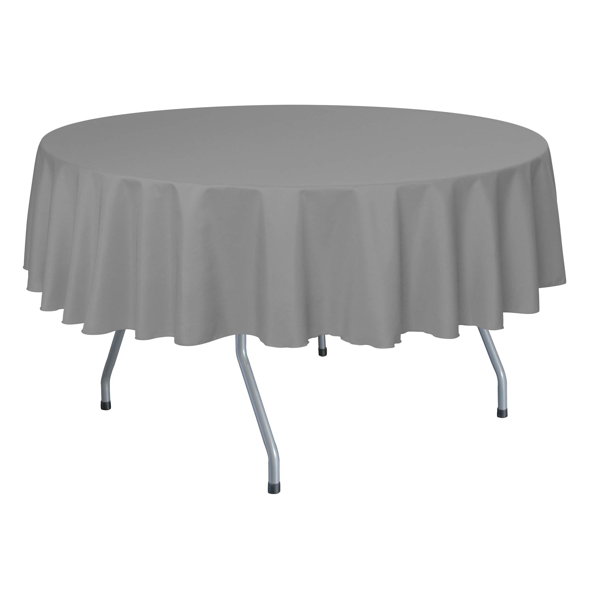Premium 10-Pack 60-Inch Round Polyester Tablecloth Set - Wrinkle & Stain Resistant Silver Table Cover for Dining, Parties, Weddings - Fits Tables Under 60