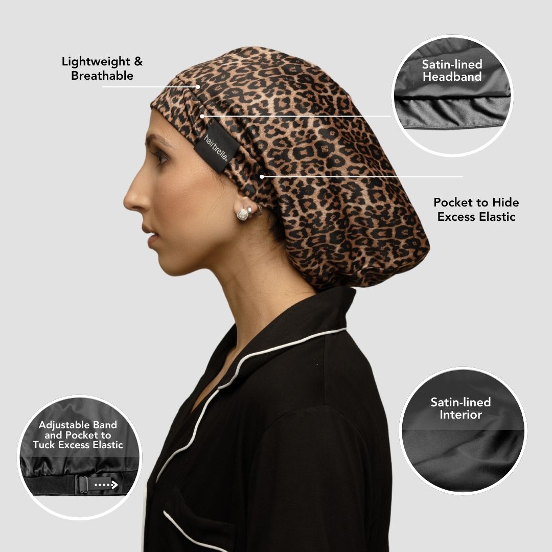 Hairbrella Satin Lined Sleep Cap for Natural Hair - 2 Pack Bundle with Discount | Nighttime Hair Protection for Curly, Coily & Afro Textures | Perfect for Travel & Home Use