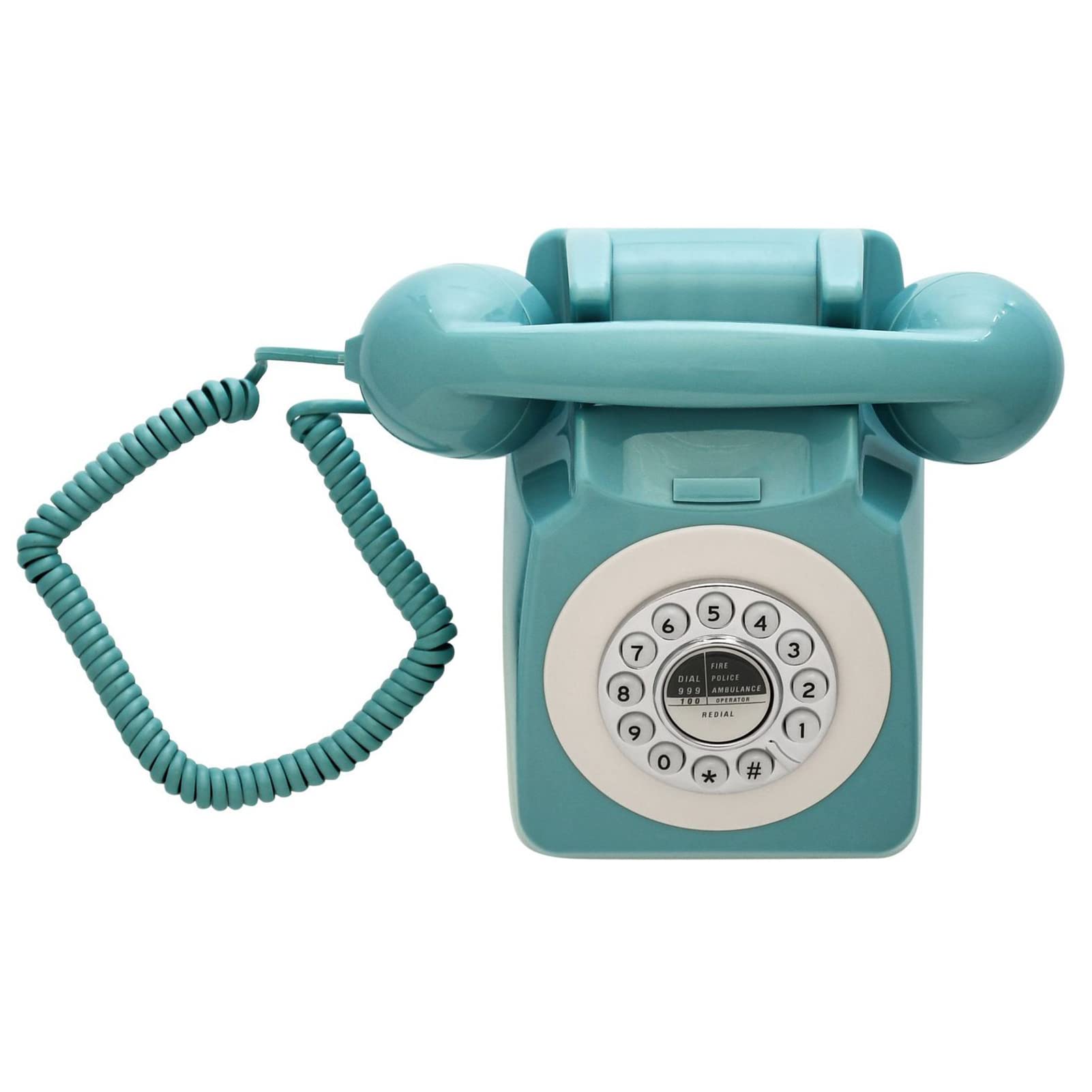 Vintage Retro 80s Style Corded Desktop Telephone - Adjustable Ring & Volume Control for Home, Office, Hotel, Cafe & Bar - Classic Landline Phone with Old Fashioned Decoration