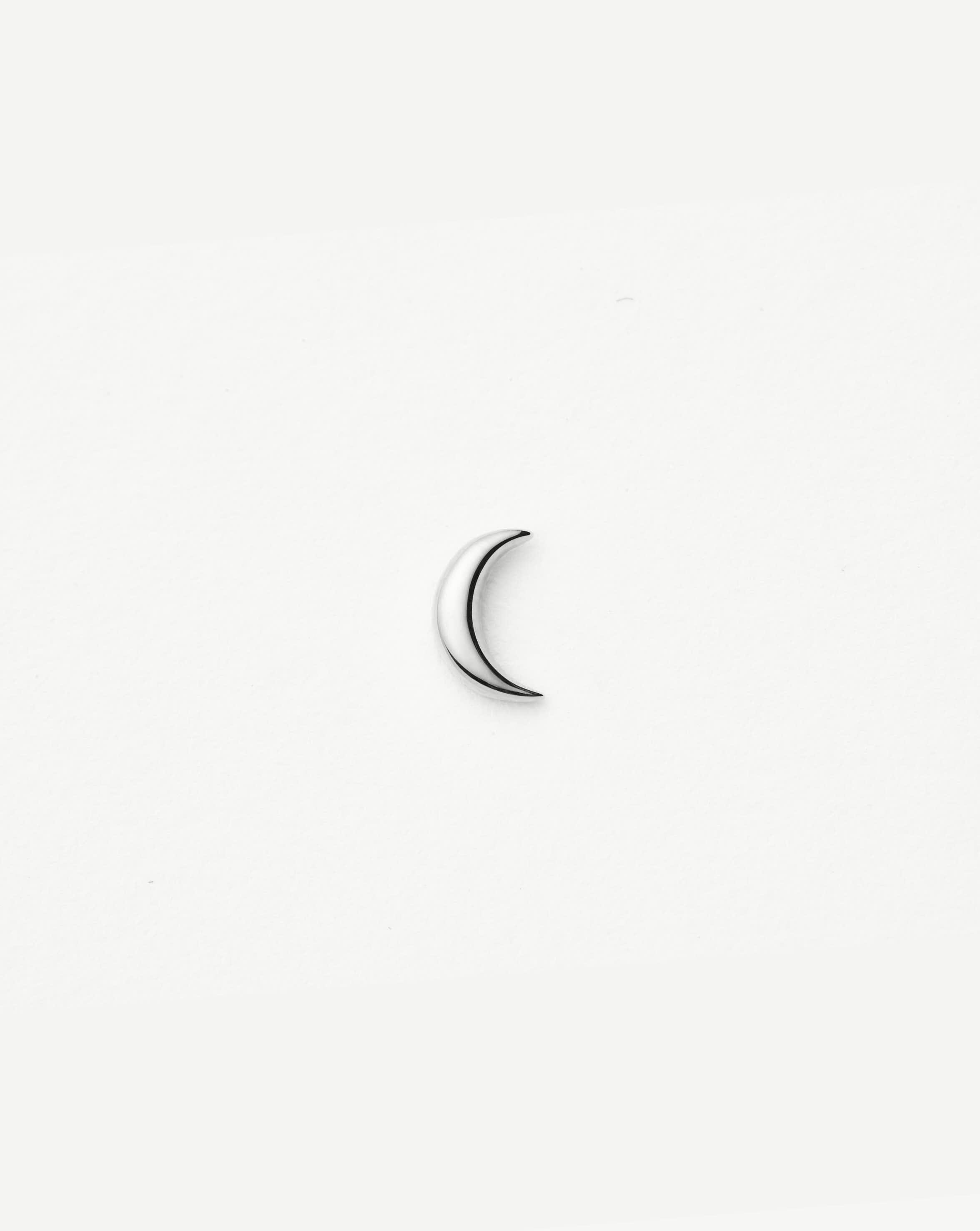 14k White Gold Fine Moon Flat Back Stud Earrings for Women - Minimalist Dainty Jewelry for Everyday Wear, Gift Giving & Special Occasions