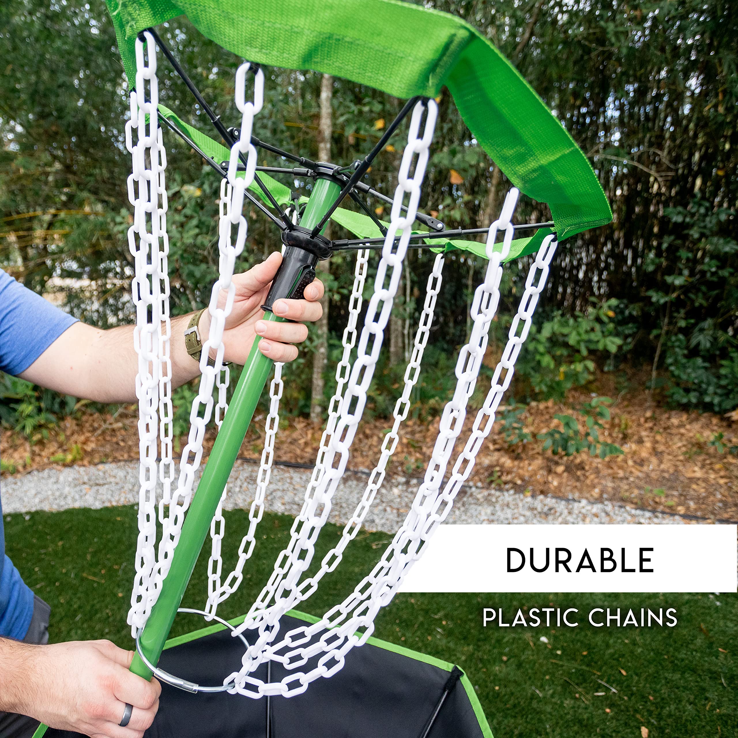 Franklin Sports Portable Disc Golf Basket with Chains - Professional Disc Golf Target for Practice & Course Setup - Perfect for Backyard, Park, and Outdoor Training