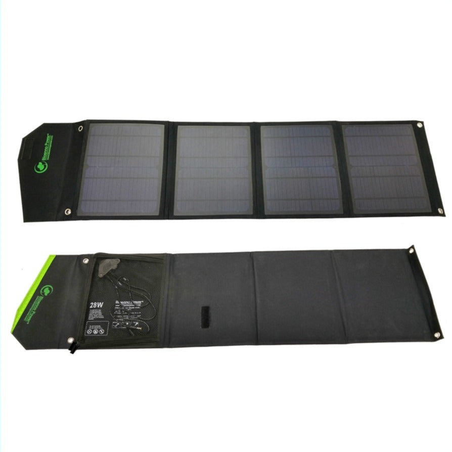 28W Foldable Solar Panel with USB Ports for Portable Power Banks, Phones, and Outdoor Camping - Lightweight & Waterproof BSP 28 Solar Charger for Hiking, RV, and Emergency Power Supply