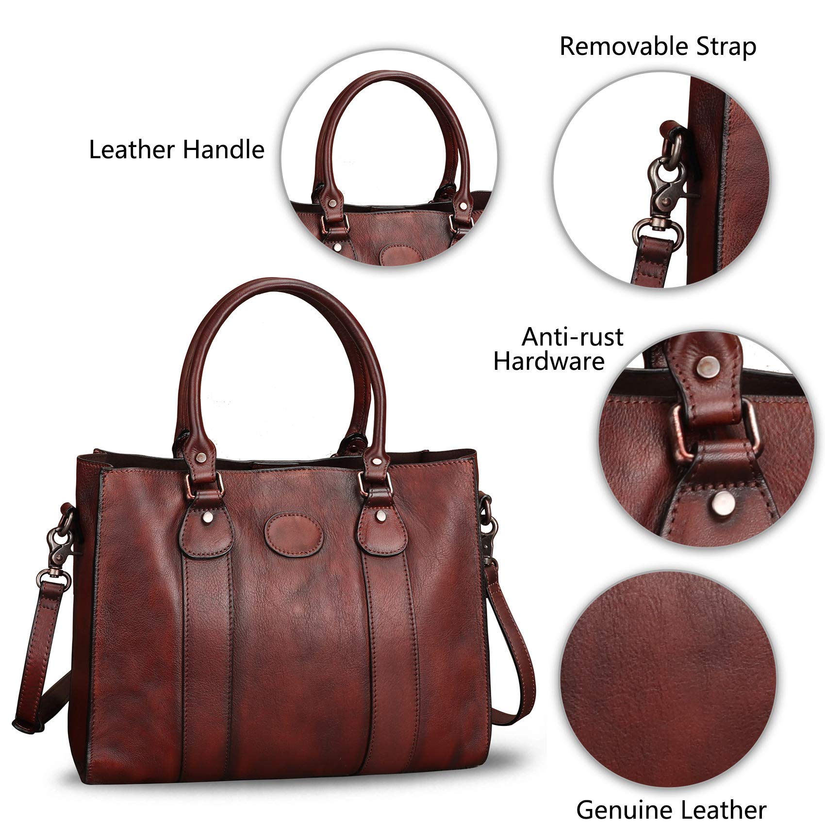 Genuine Leather Satchel Handbags for Women - Top Handle Shoulder Bag & Crossbody Tote Purse - Perfect for Work, Travel & Everyday Use