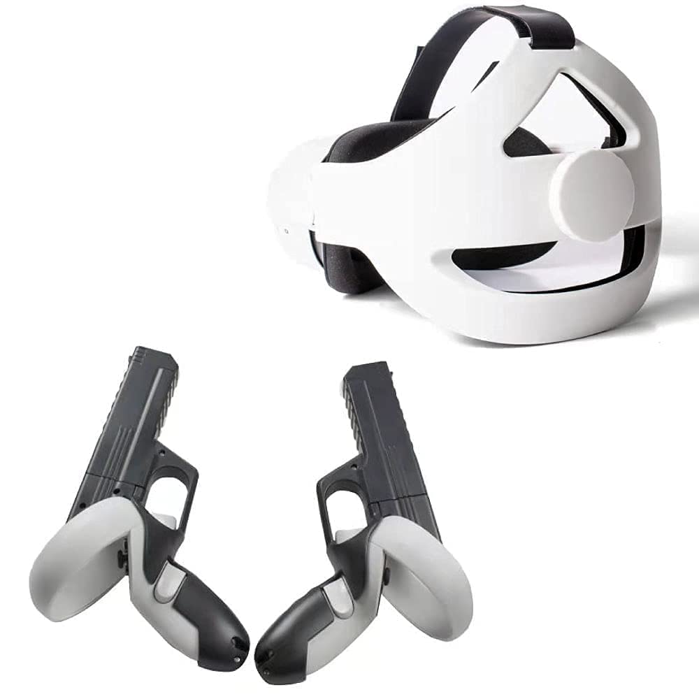 Adjustable VR Head Strap & Controller Gun Case for Oculus Quest 2 - Enhanced Comfort for Gaming, Fitness & Virtual Reality Experiences