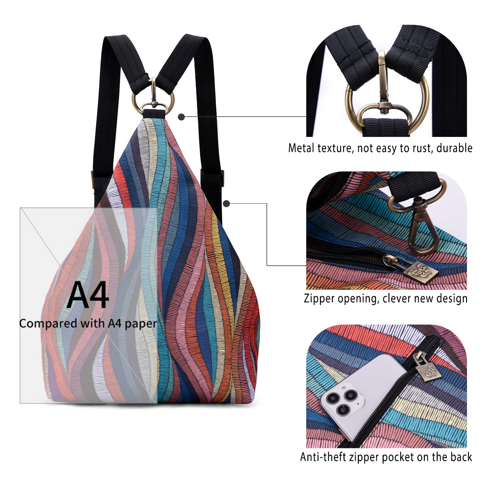 Black Butterfly Premium Bohemian Style Backpack for Women - Fashionable Casual Daypack & Small Purse (Multicolor Plus) - Perfect for Travel, Work, and Everyday Use