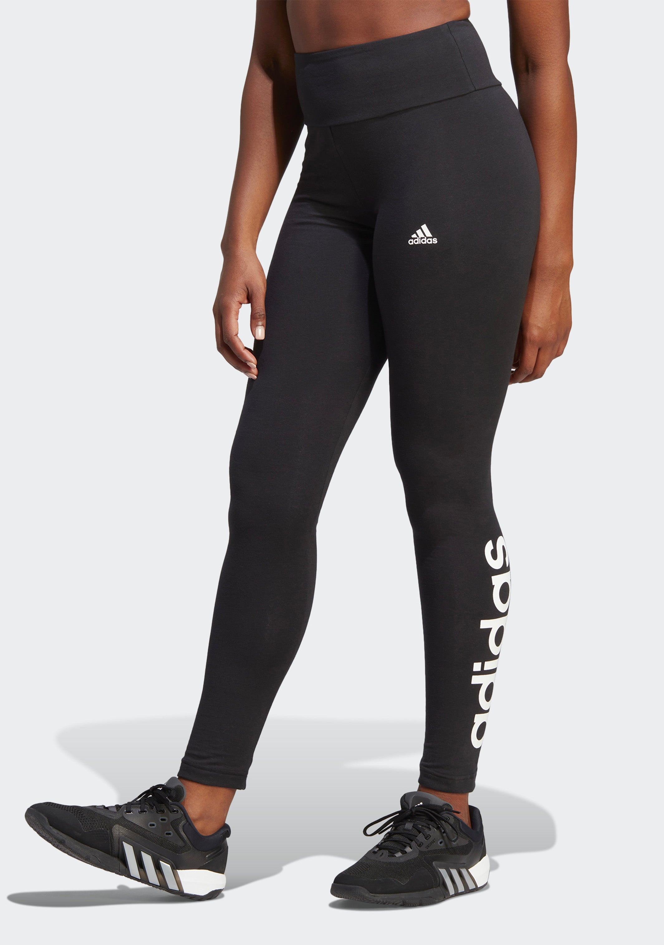 Adidas Women's Essential High Waisted Logo Leggings - Workout, Yoga & Running Tights for Women - Comfortable Gym & Lounge Wear