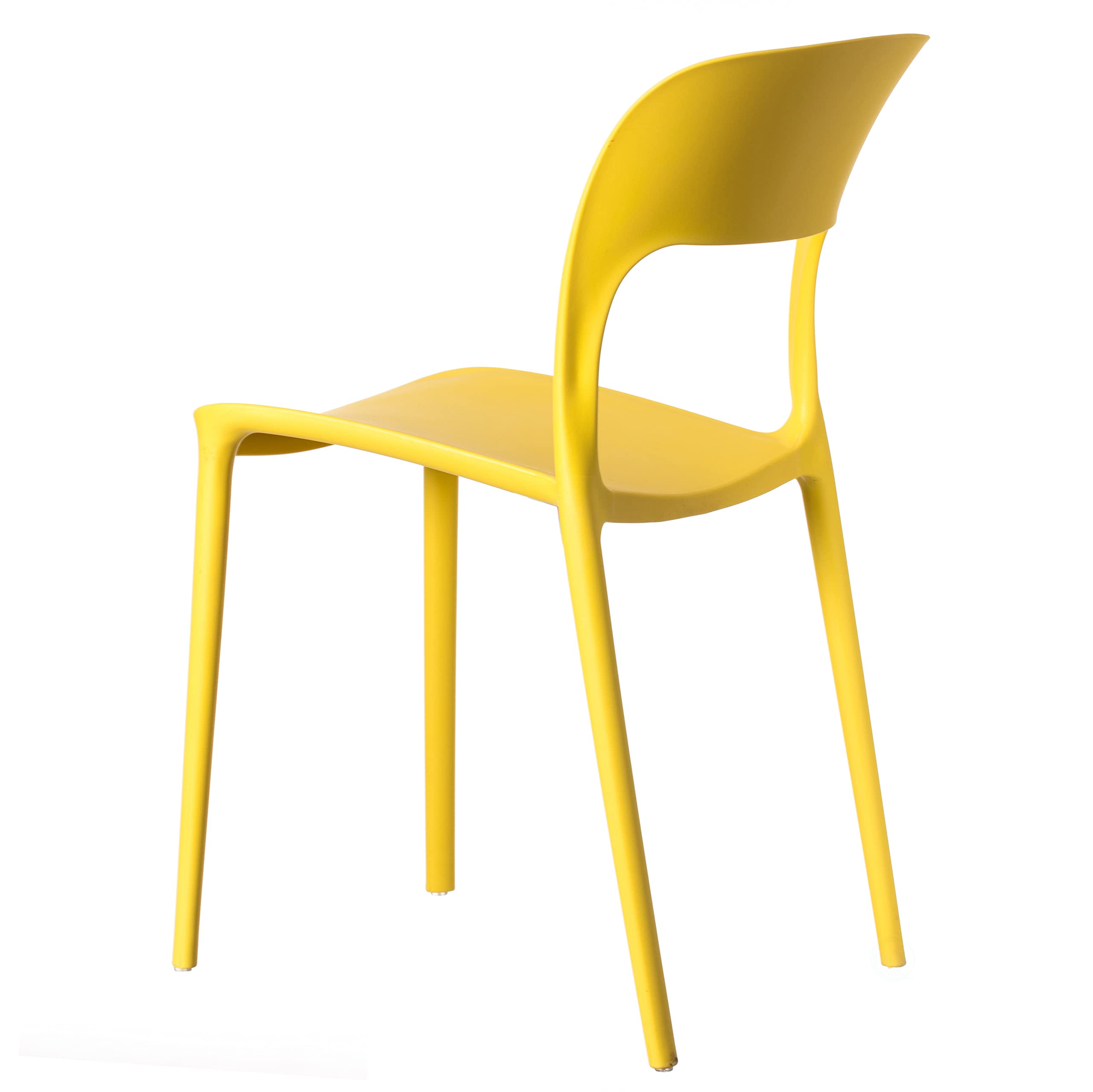Fabulaxe 4-Piece Yellow Modern Plastic Outdoor Dining Chairs with Open Curved Back - Patio, Garden, Poolside & Backyard Furniture Set for Outdoor Entertaining