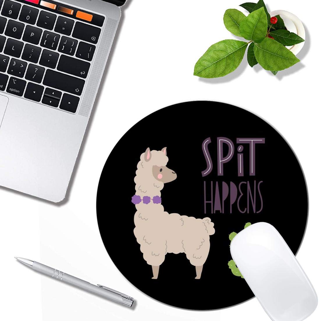 **Cute Llamas Alpaca with Cactus Mouse Pad - Non-Slip Round Rubber Mousepad for Laptop & Office Computer - Customized Desk Accessories for Gaming & Work**