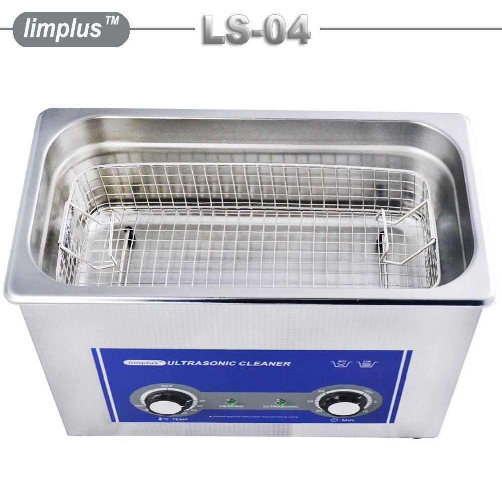 Limplus LS-04 4L 180W Professional Ultrasonic Cleaner with Basket & Lid - 40kHz Heated Timer for Dental Tools, Jewelry, Fuel Injectors, Surgical Instruments - Perfect for Dentists, Labs & Automotive Repair Shops