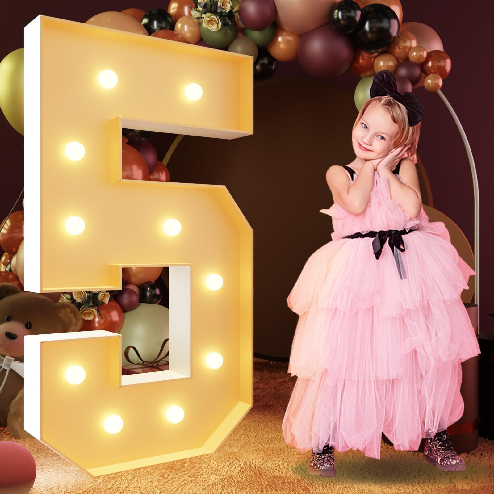 imprsv 4FT Marquee Numbers - LED Light Up Numbers for 15th & 50th Birthday Party Decorations, Anniversary Celebration, Wedding & Balloon Backdrop - Pre-Cut Foam Board Kit for Easy Assembly | Perfect for Indoor/Outdoor Events, Photo Booths & Milestone Celebrations