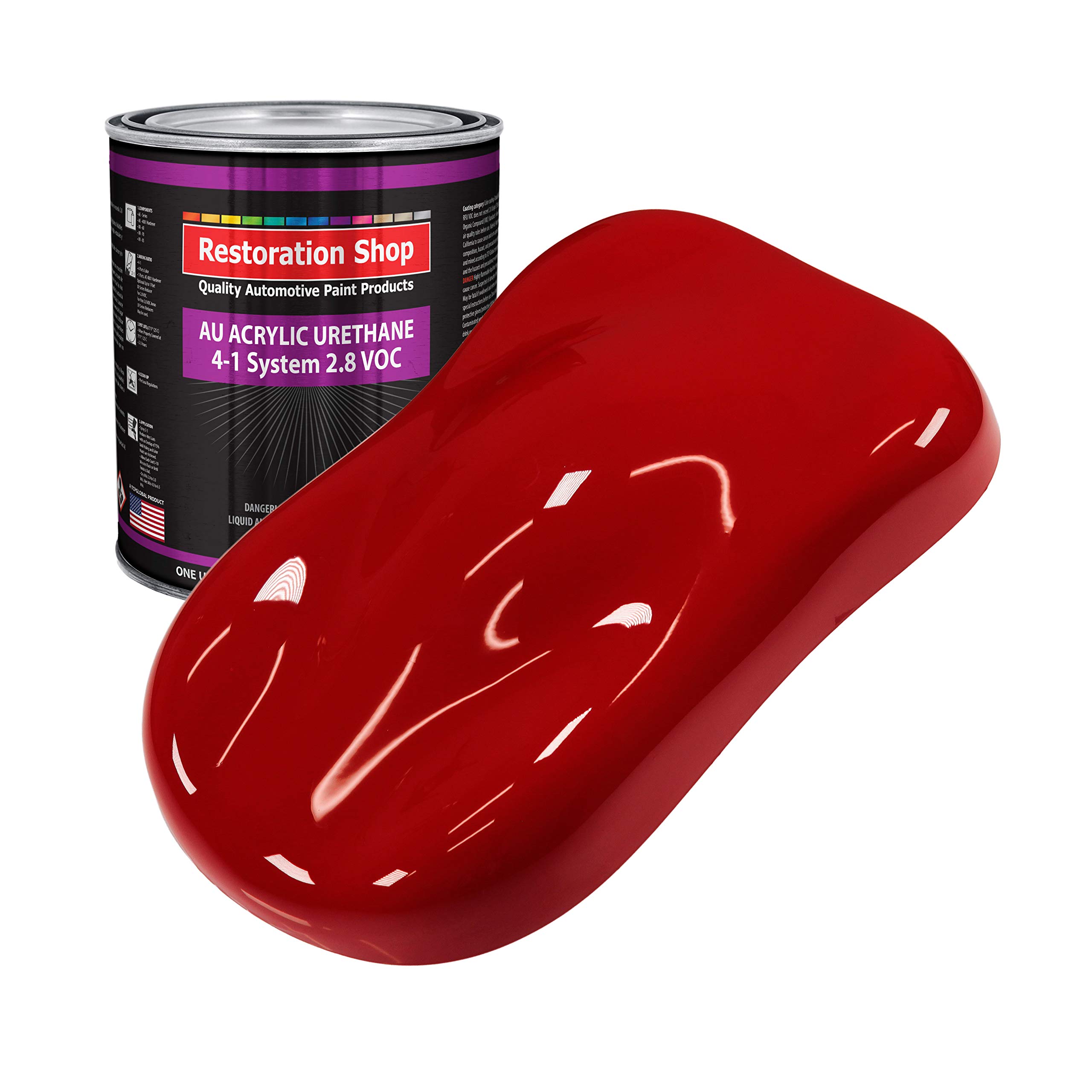 Restoration Shop Victory Red Acrylic Urethane Auto Paint - 1 Gallon High Gloss Professional Single Stage Automotive Coating for Cars & Trucks (2.8 VOC) - Perfect for Classic Car Restoration & Custom Vehicle Paint Jobs