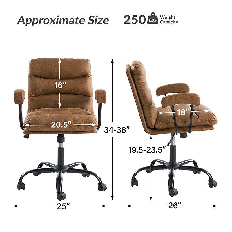 Anselm Modern Ergonomic Faux Leather Office Chair - Adjustable Swivel Desk Chair with Lumbar Support for Home & Office Workspace