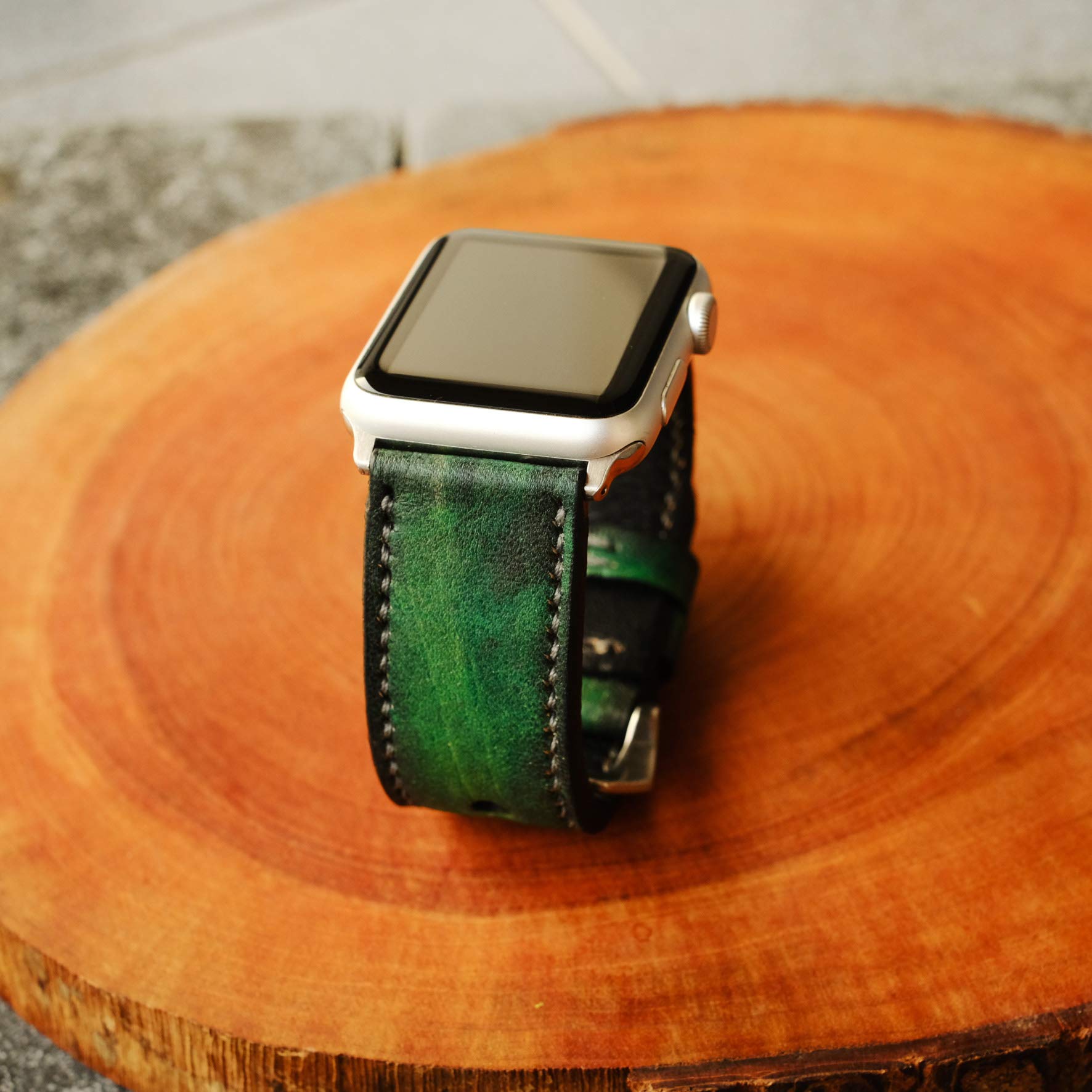 Premium Genuine Leather Apple Watch Band - Compatible with 38mm 40mm 42mm 44mm Models (Series 1/2/3/4/5/SE) - Hand-Stitched Adjustable Strap for Men & Women - Perfect for Workouts, Office & Casual Wear
