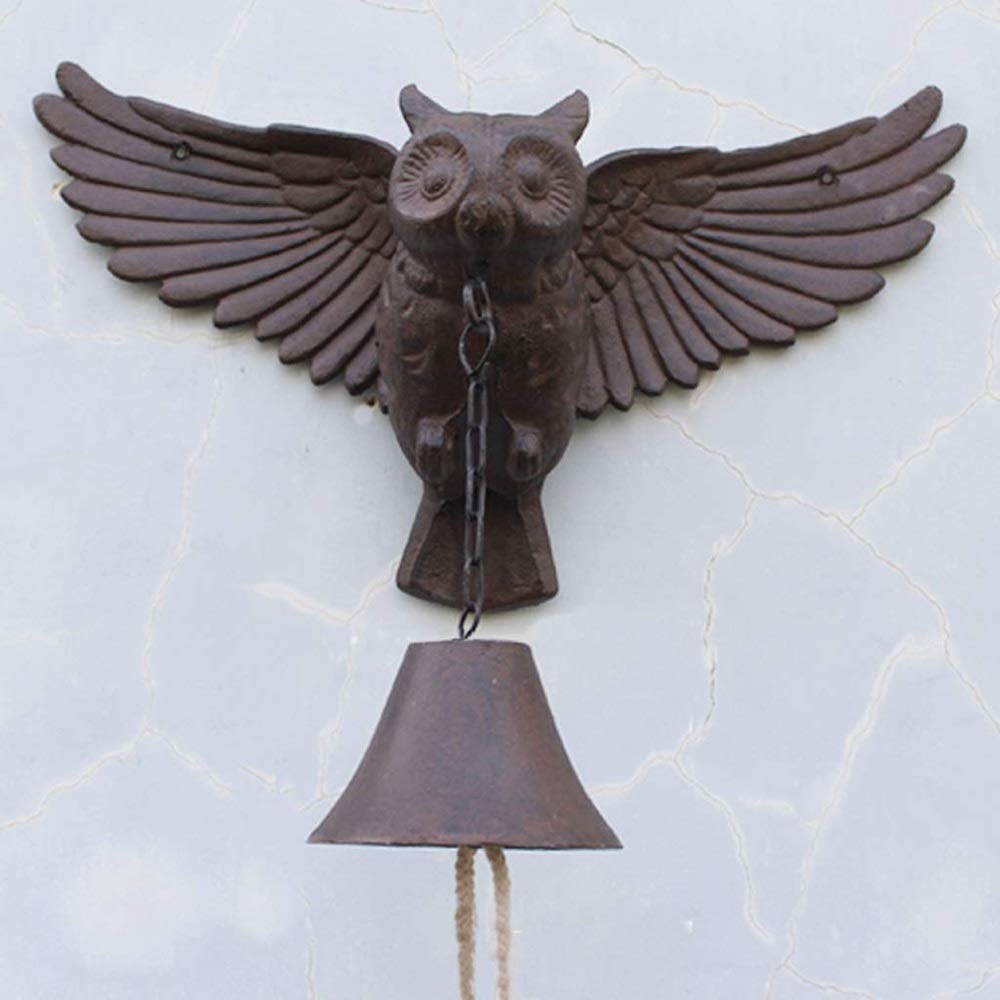 BEFASYY Handmade Cast Iron Owl Dinner Bell - Vintage Retro Style for Backyard, Garden, Wall Decor - Perfect for Outdoor Dining, Farmhouse, and Rustic Home Decor